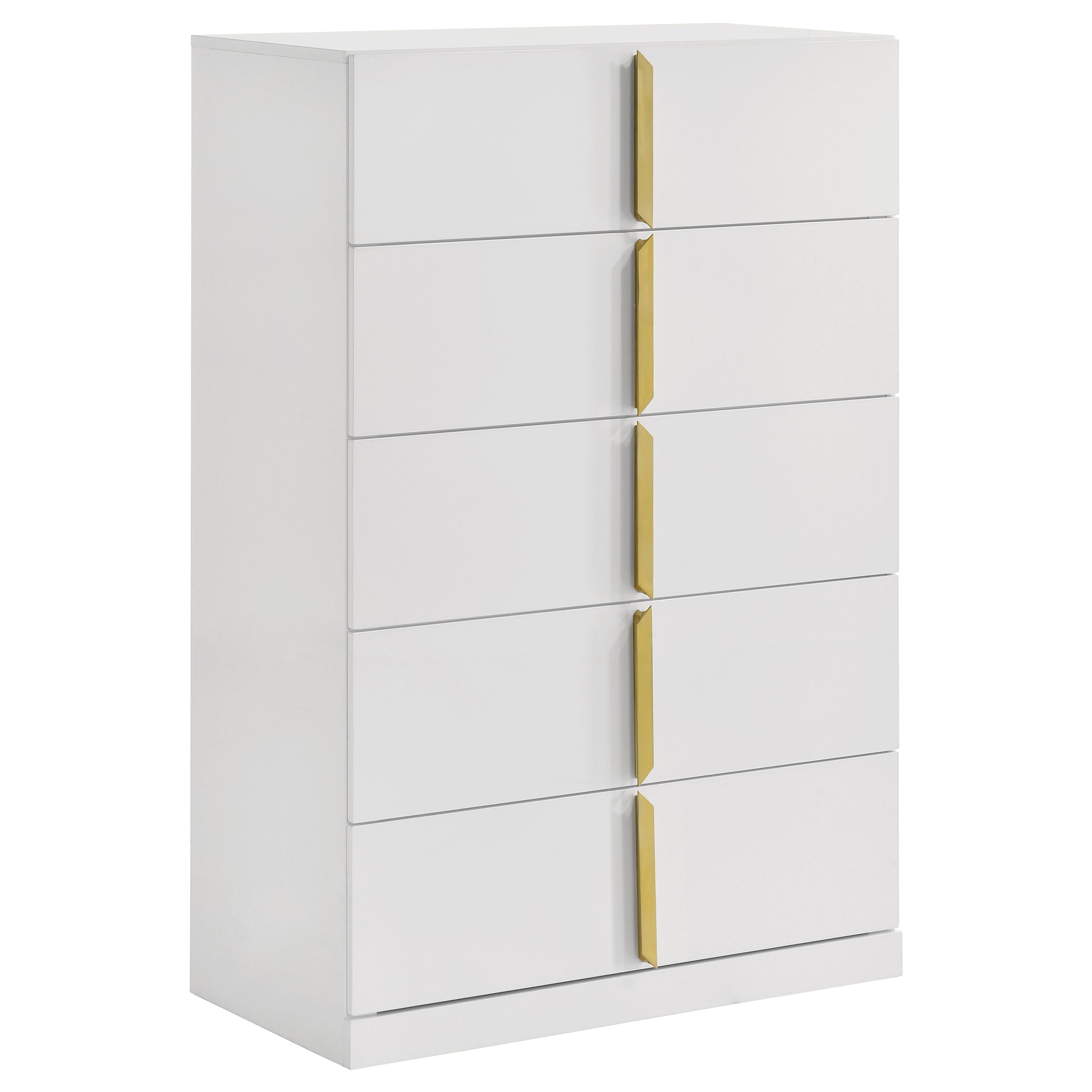 Ines 5-drawer Bedroom Chest of Drawers White High Gloss-