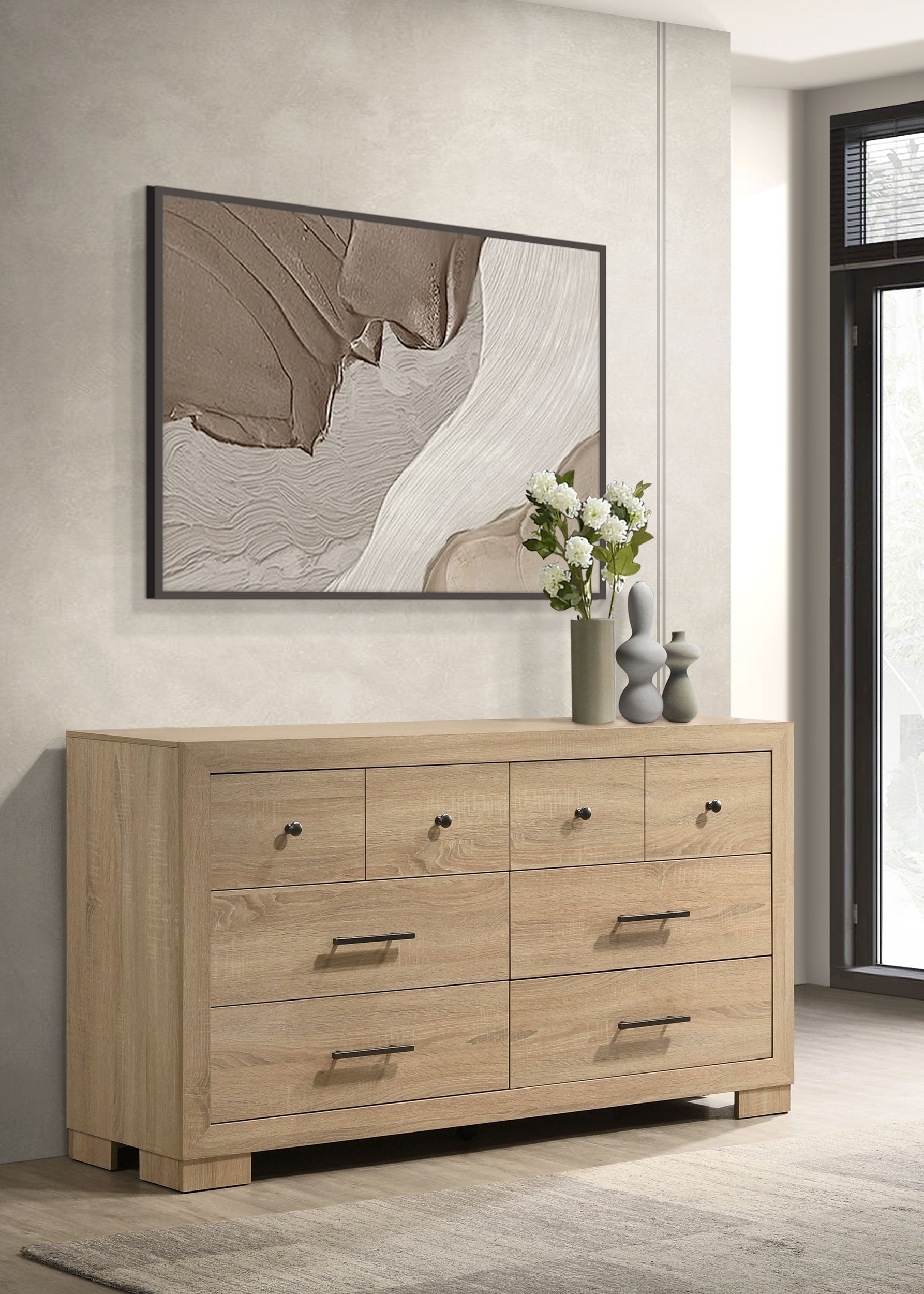 Arielle 6-drawer Bedroom Dresser Cabinet Light Oak-