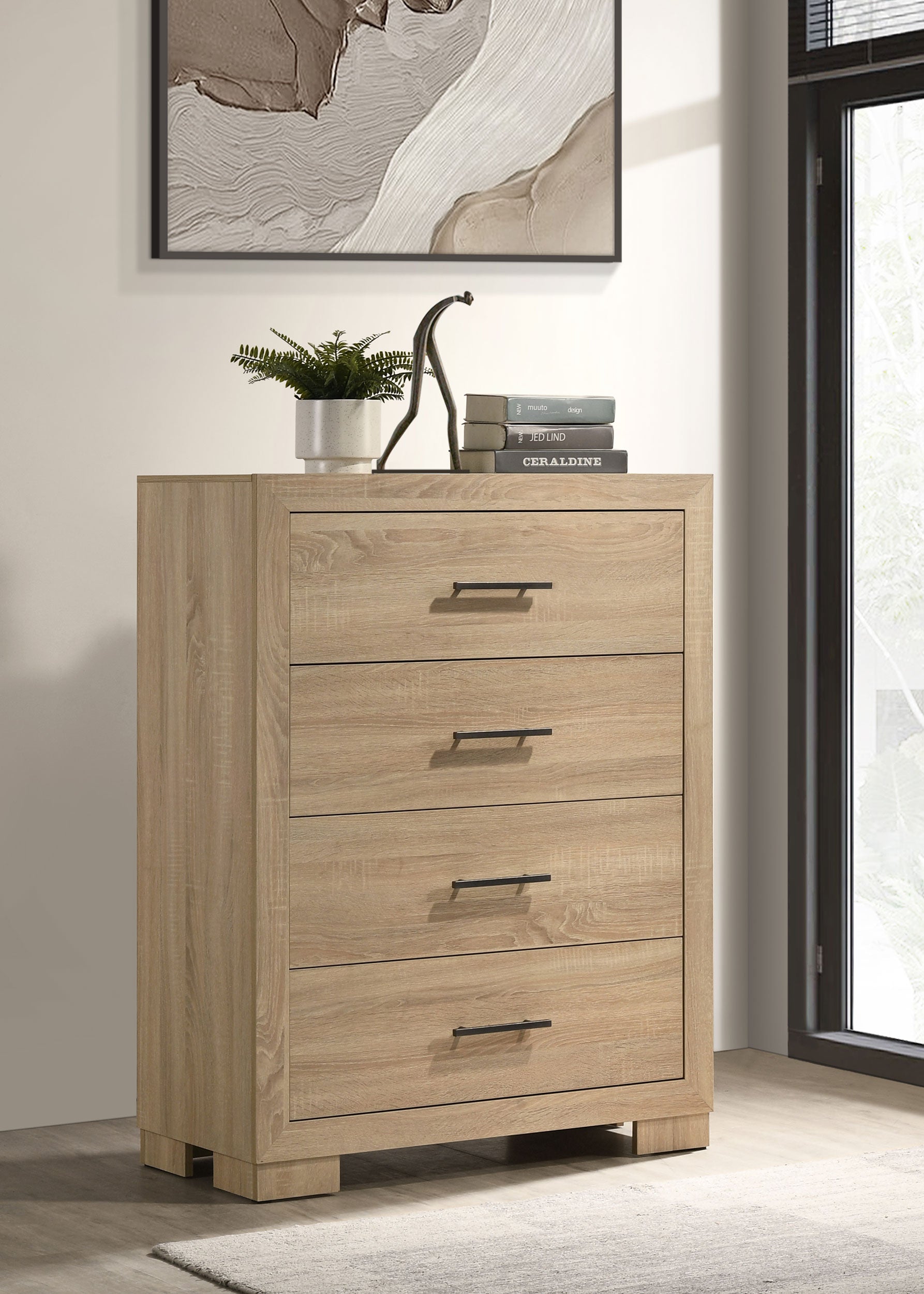 Arielle 4-drawer Bedroom Chest of Drawers Light Oak-