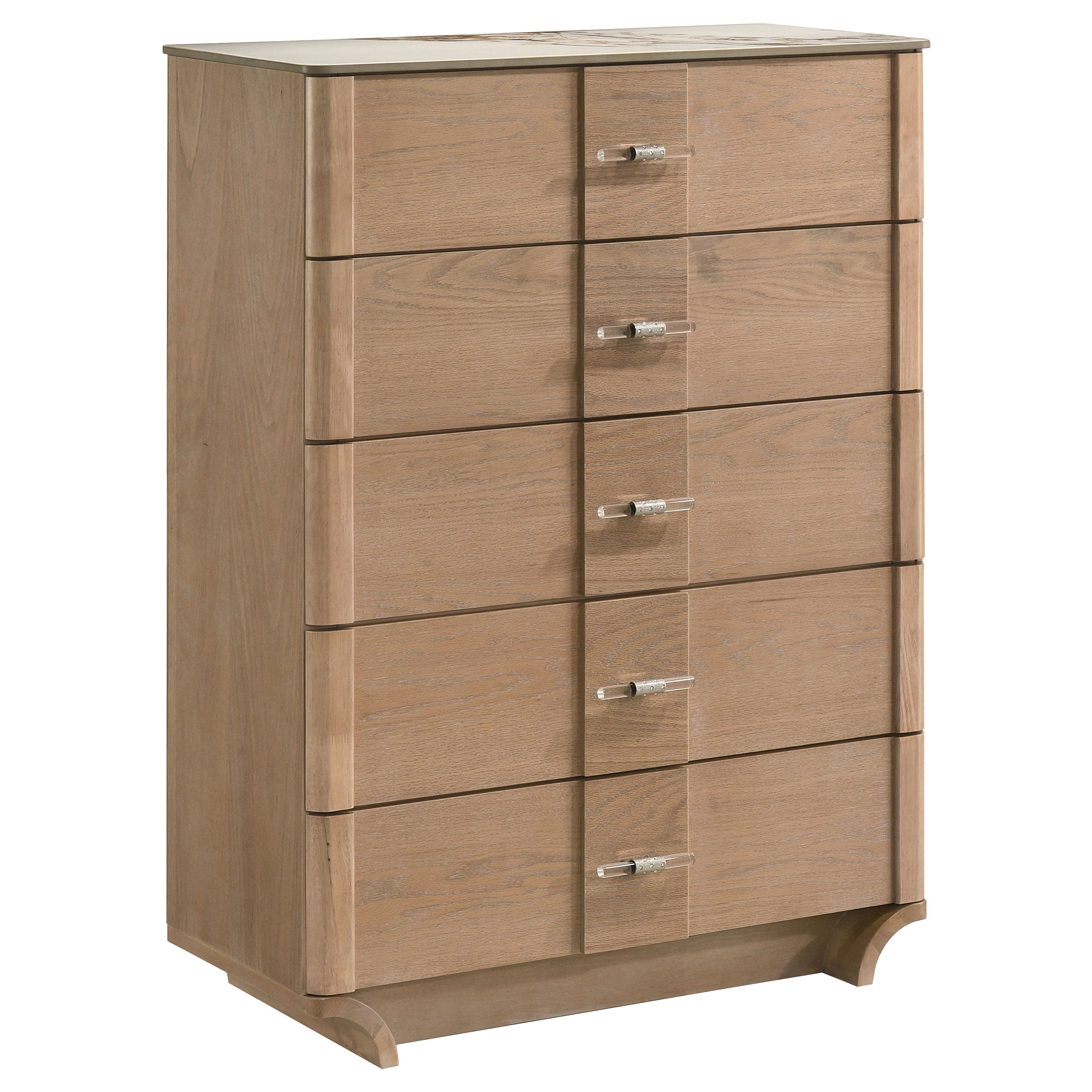 Leanne 5-drawer Sinter Stone Top Chest of Drawers Light Oak-