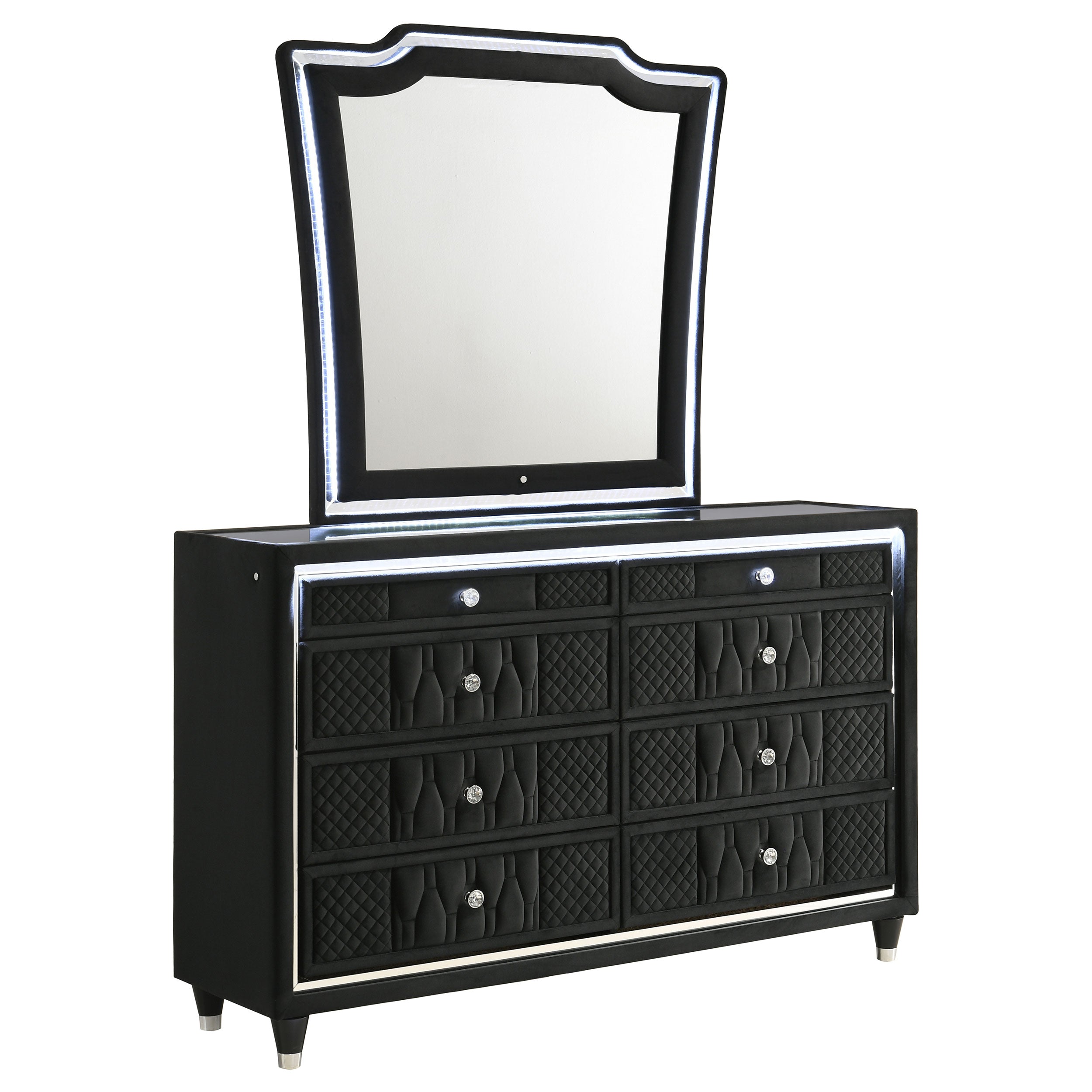 Lorient 8-drawer LED Dresser with Mirror Black-