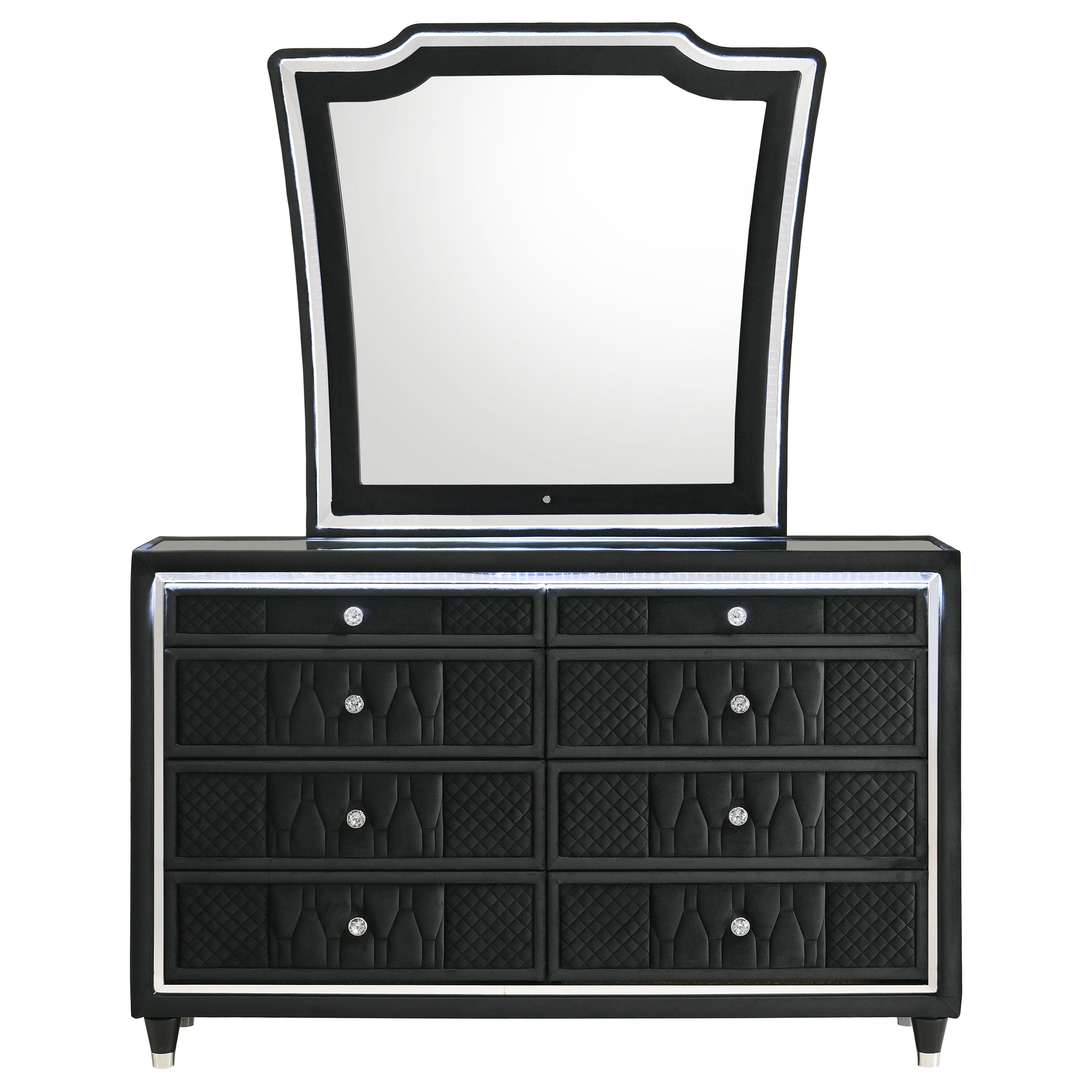 Lorient 8-drawer LED Dresser with Mirror Black-