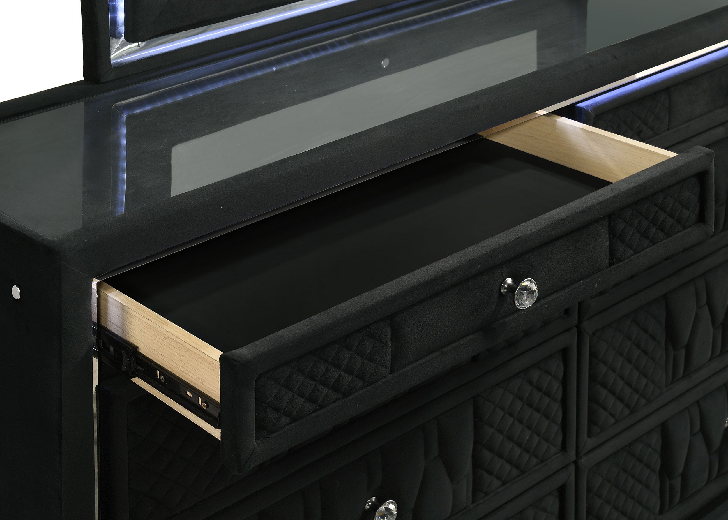Lorient 8-drawer LED Dresser with Mirror Black-