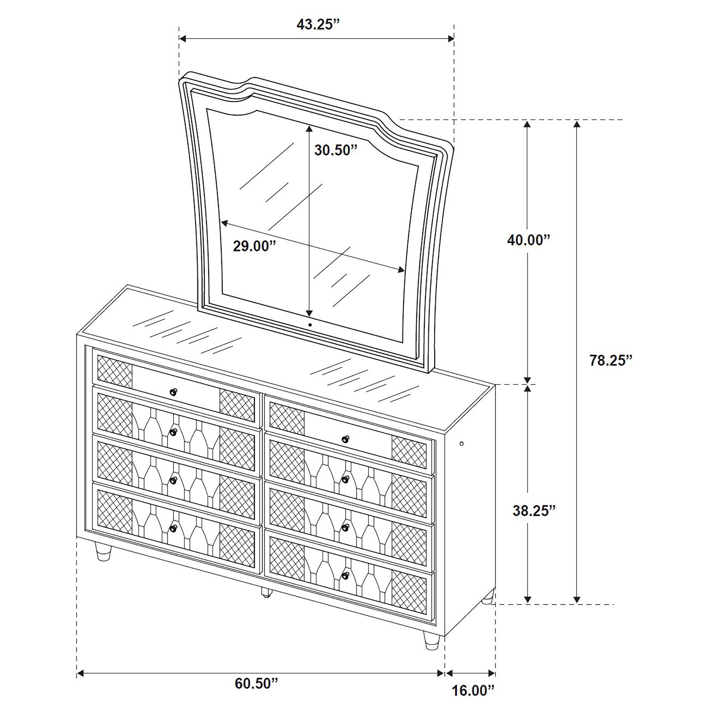 Lorient 8-drawer LED Dresser with Mirror Black-