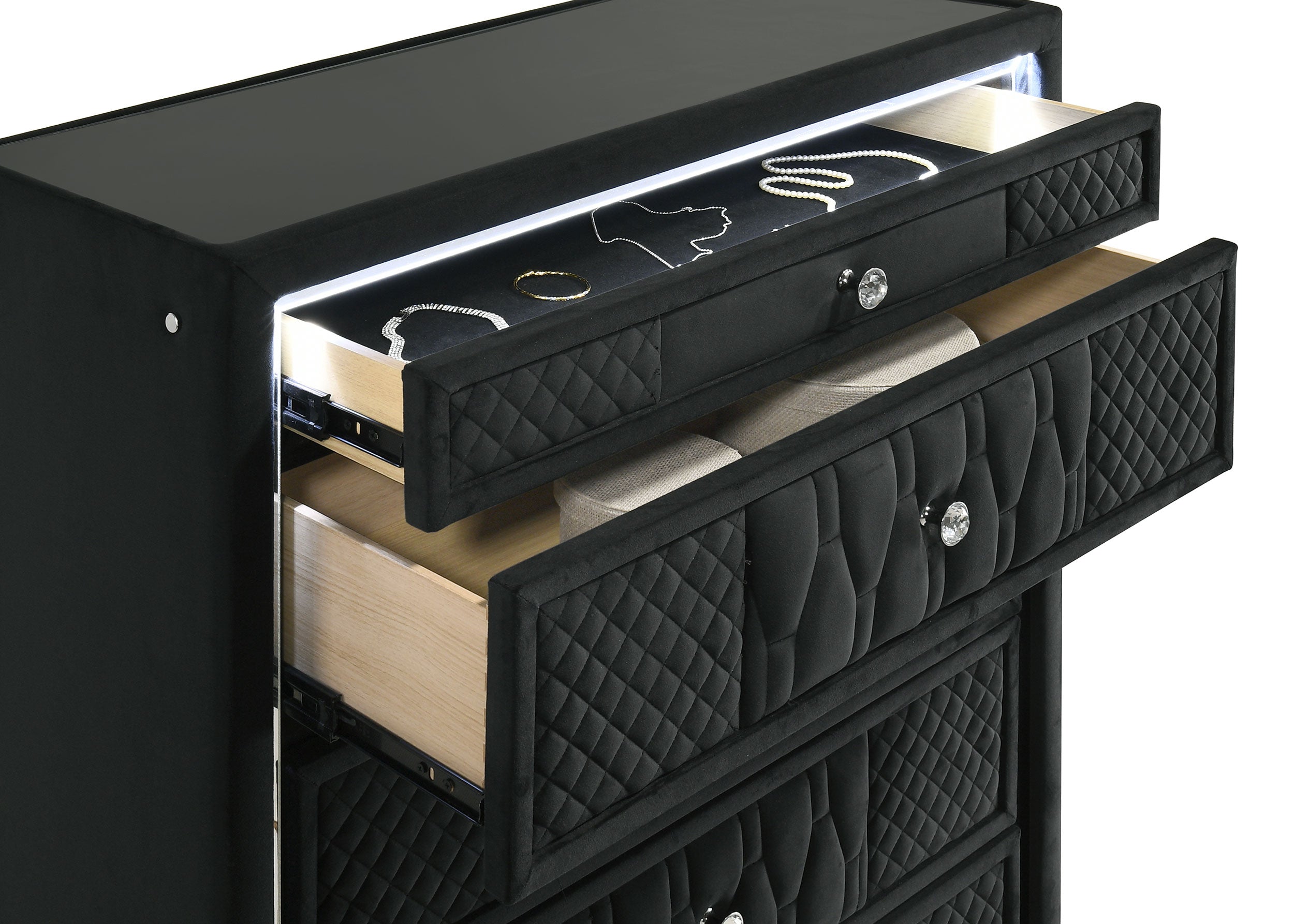 Lorient 5-drawer LED Chest of Drawers Black-