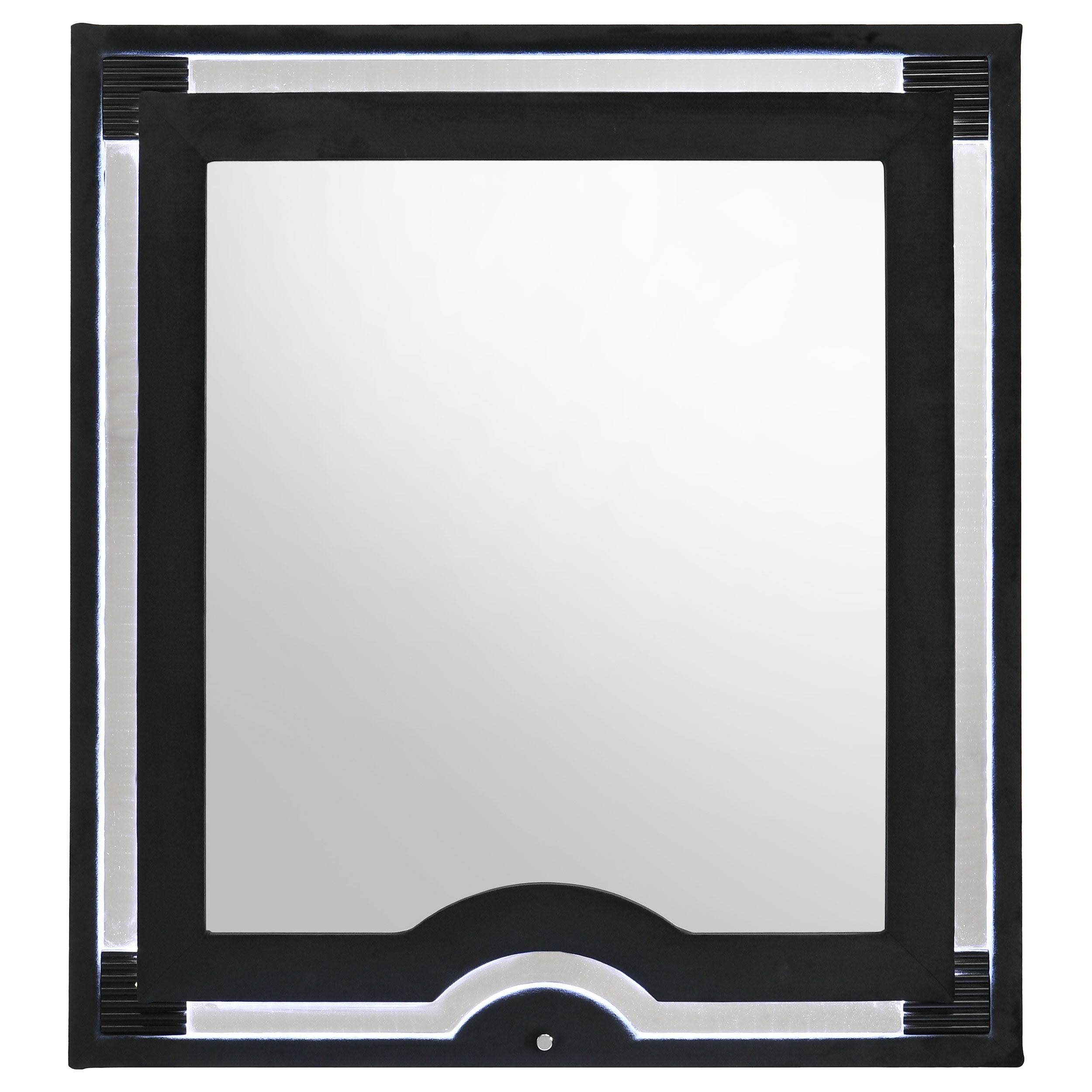 Ravenne Velvet Upholstered LED Dresser Mirror Black-