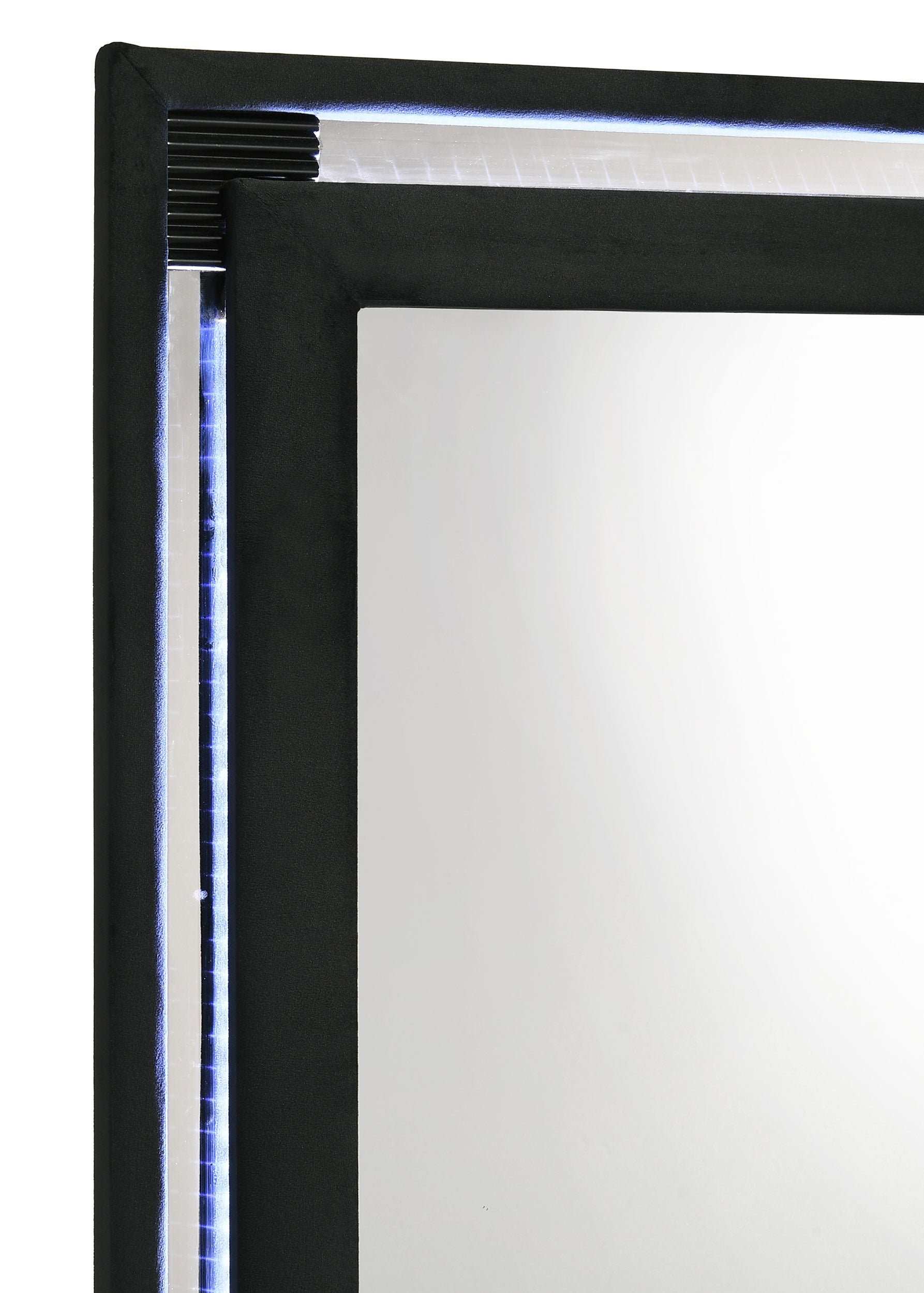 Ravenne Velvet Upholstered LED Dresser Mirror Black-