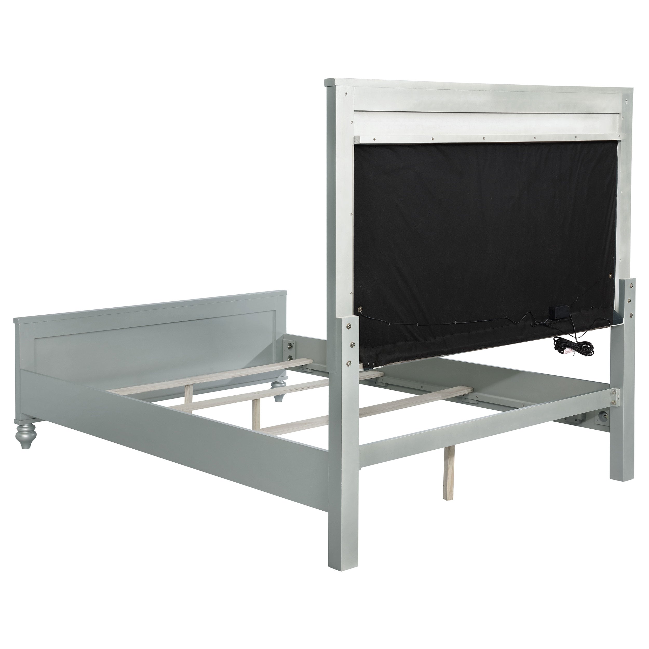 Gunnison Wood Queen LED Panel Bed Silver Metallic-CoasterEssence