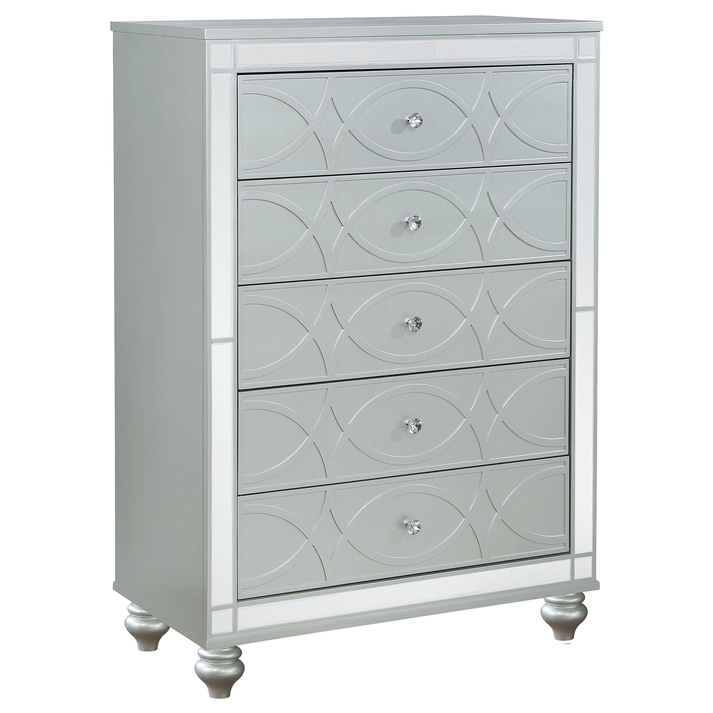 Gunnison 5-drawer Bedroom Chest Silver Metallic-CoasterEssence