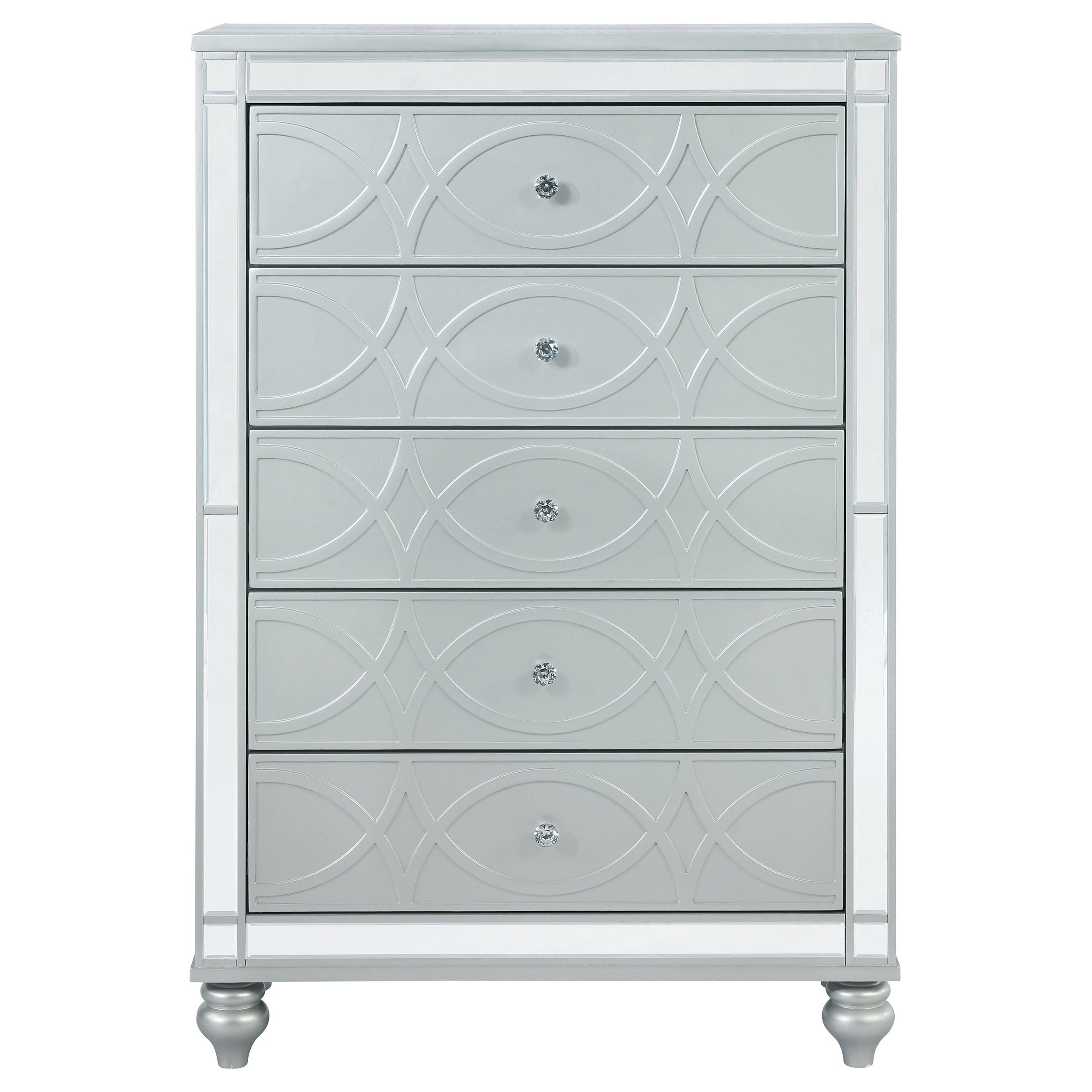 Gunnison 5-drawer Bedroom Chest Silver Metallic-CoasterEssence