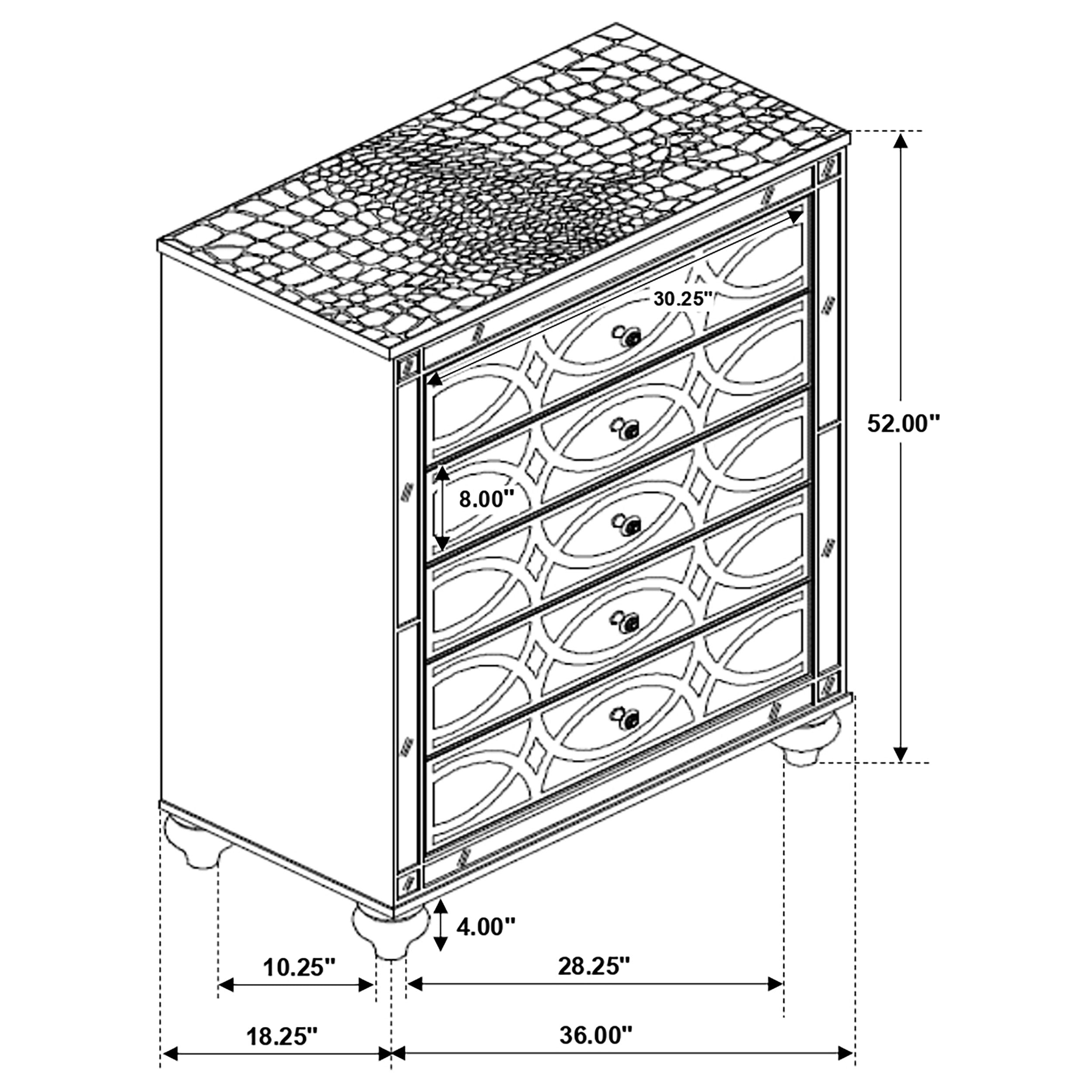Gunnison 5-drawer Bedroom Chest Silver Metallic-CoasterEssence