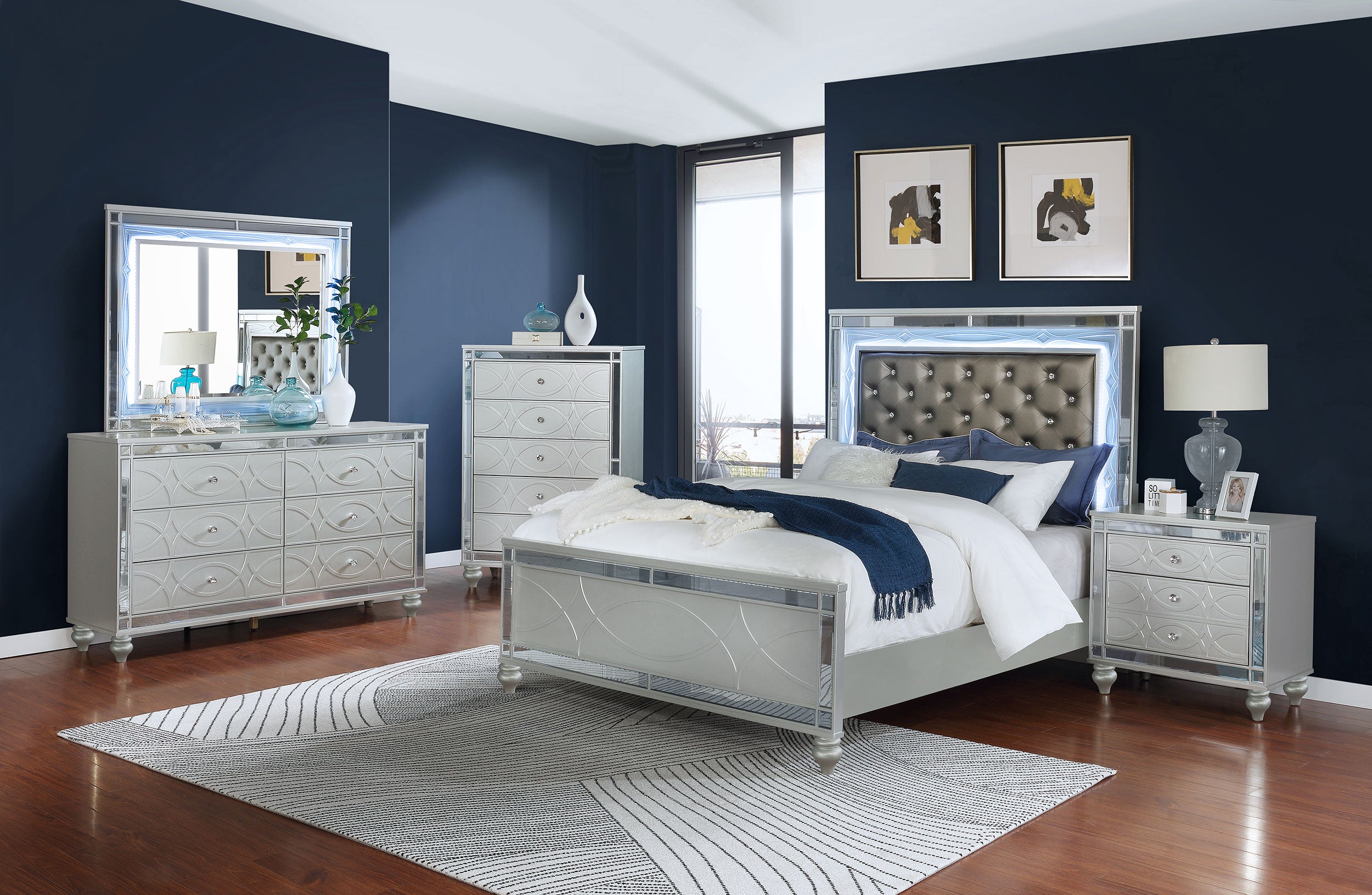 Gunnison 5-drawer Bedroom Chest Silver Metallic-CoasterEssence