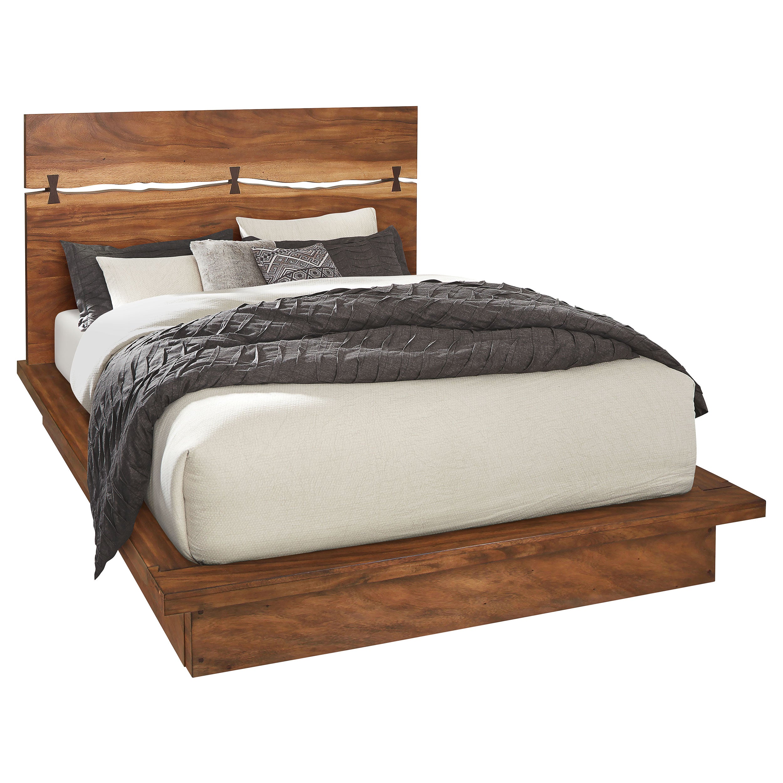 Winslow Wood Queen Panel Bed Smokey Walnut and Coffee Bean-CoasterElevations