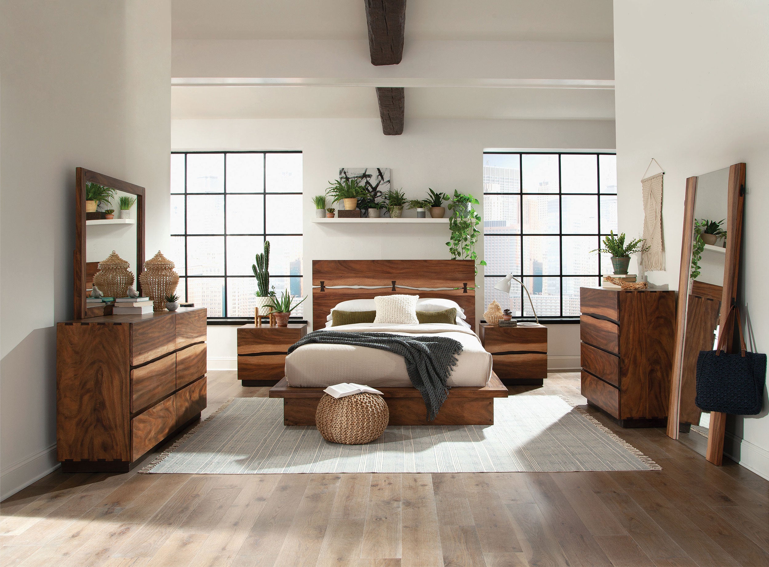 Winslow 31 x 76 Inch Standing Floor Mirror Smokey Walnut-CoasterElevations