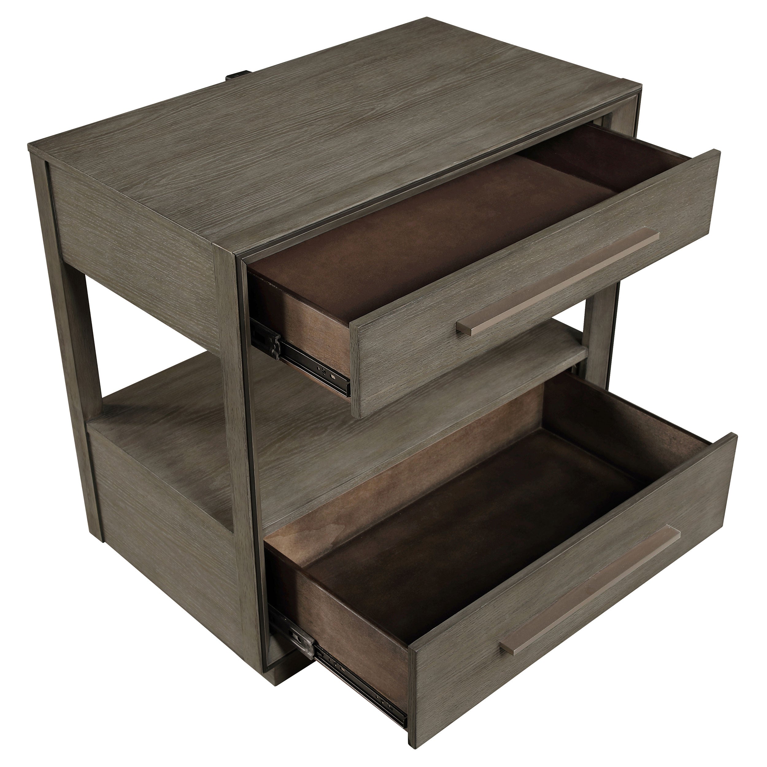 Durango 2-drawer Nightstand Bedside Table Taupe Oak-
