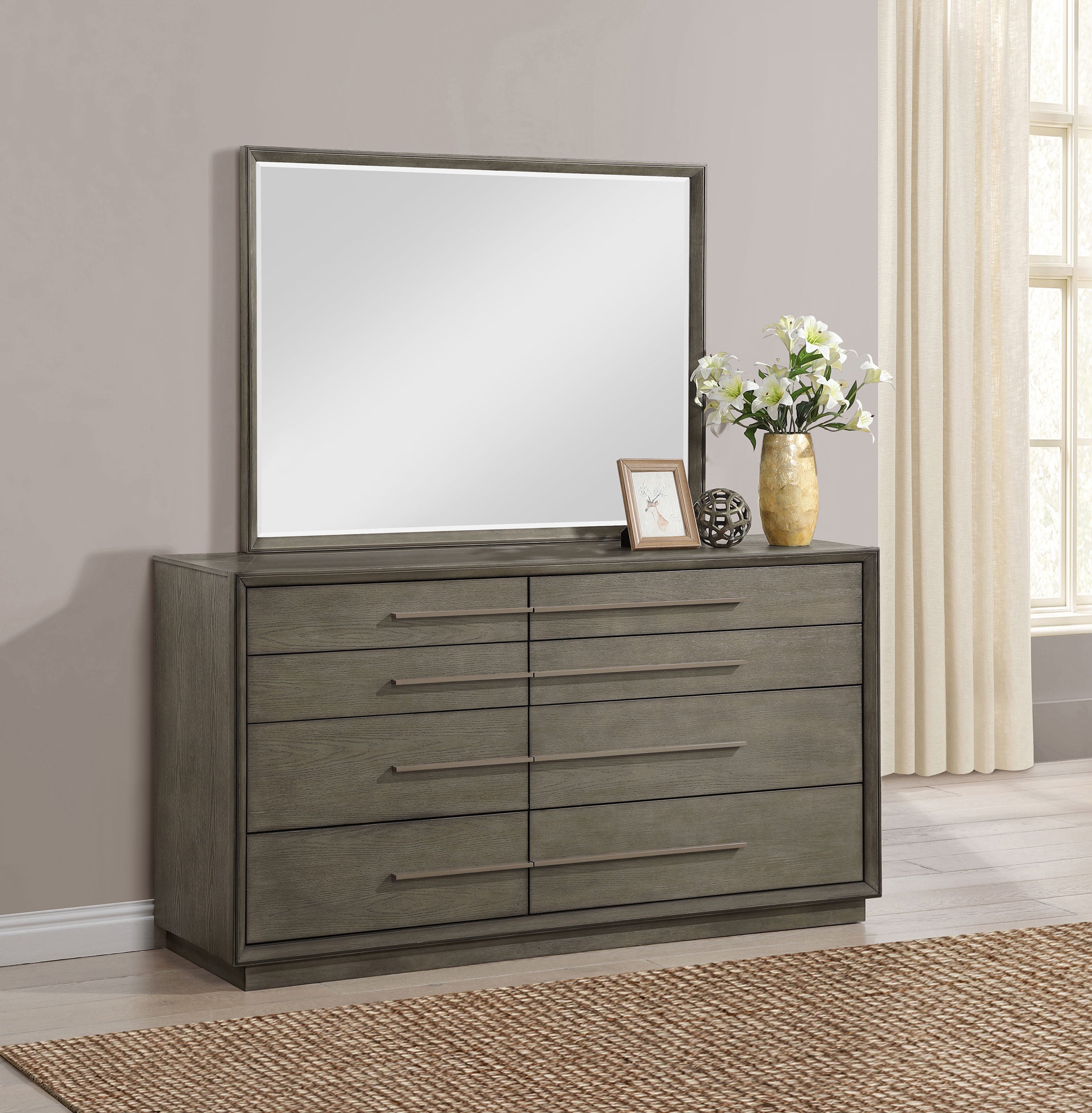 Durango 8-drawer Dresser and Mirror Taupe Oak-