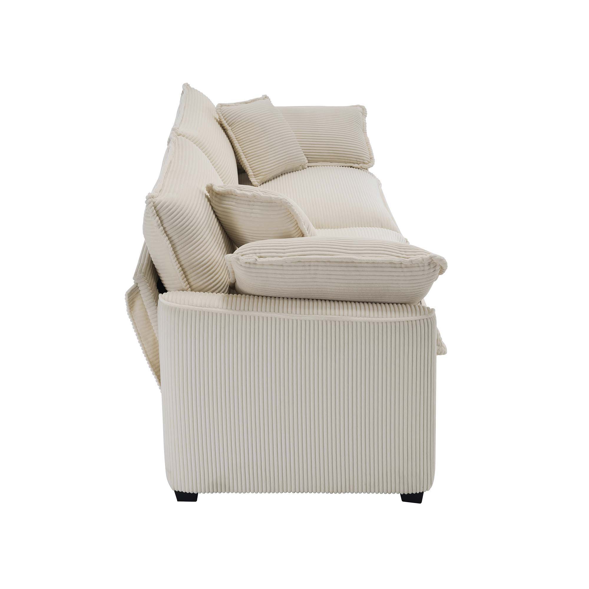 Modern 2 Seater With 4 Pillows, Upholstered Deep Seating Loveseat