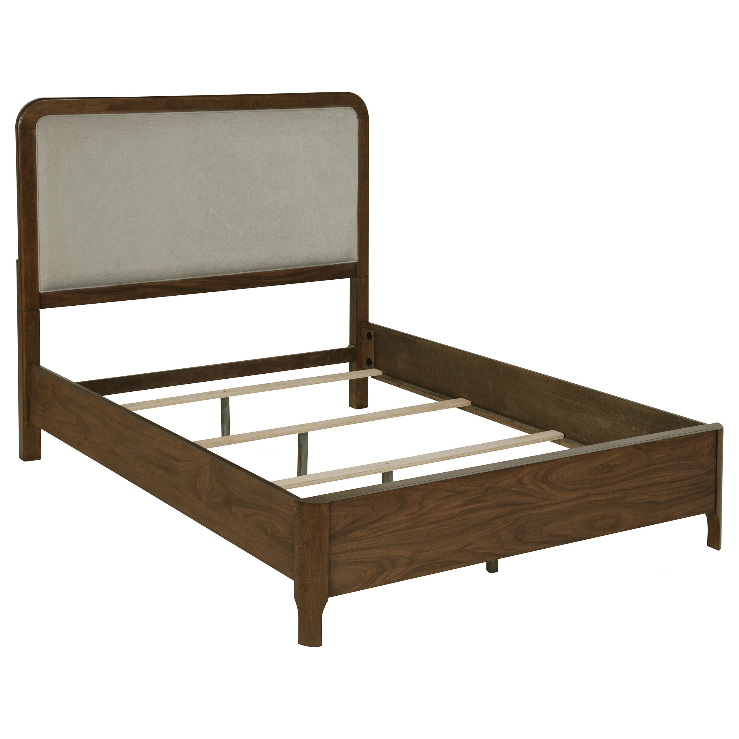 Maderia 57-inch Upholstered Queen Panel Bed Walnut-