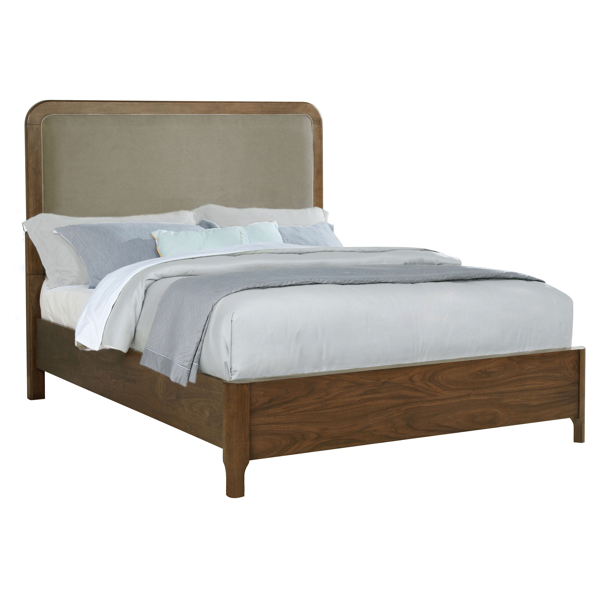 Maderia 57-inch Upholstered Queen Panel Bed Walnut-