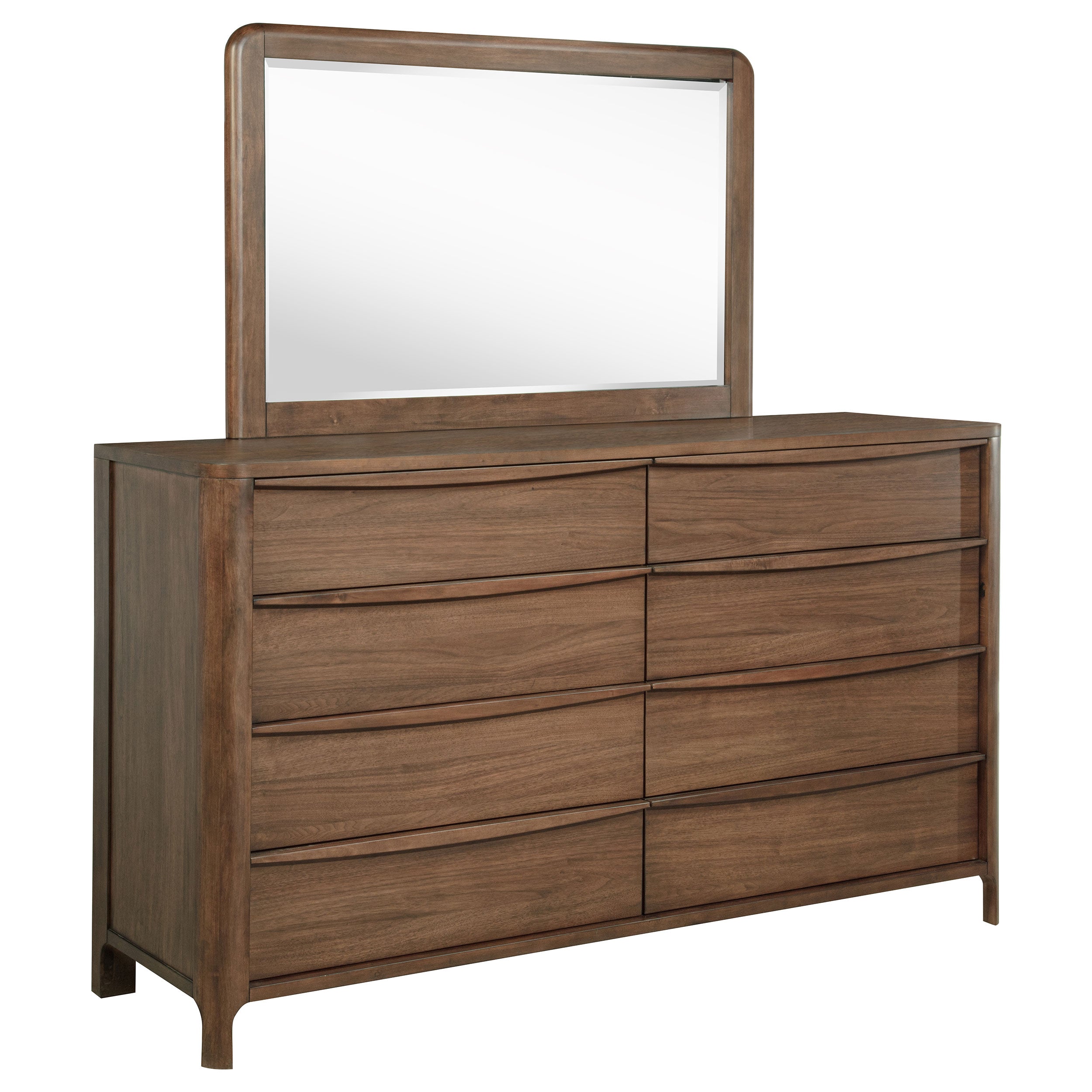 Maderia 8-drawer Dresser and Mirror Walnut-