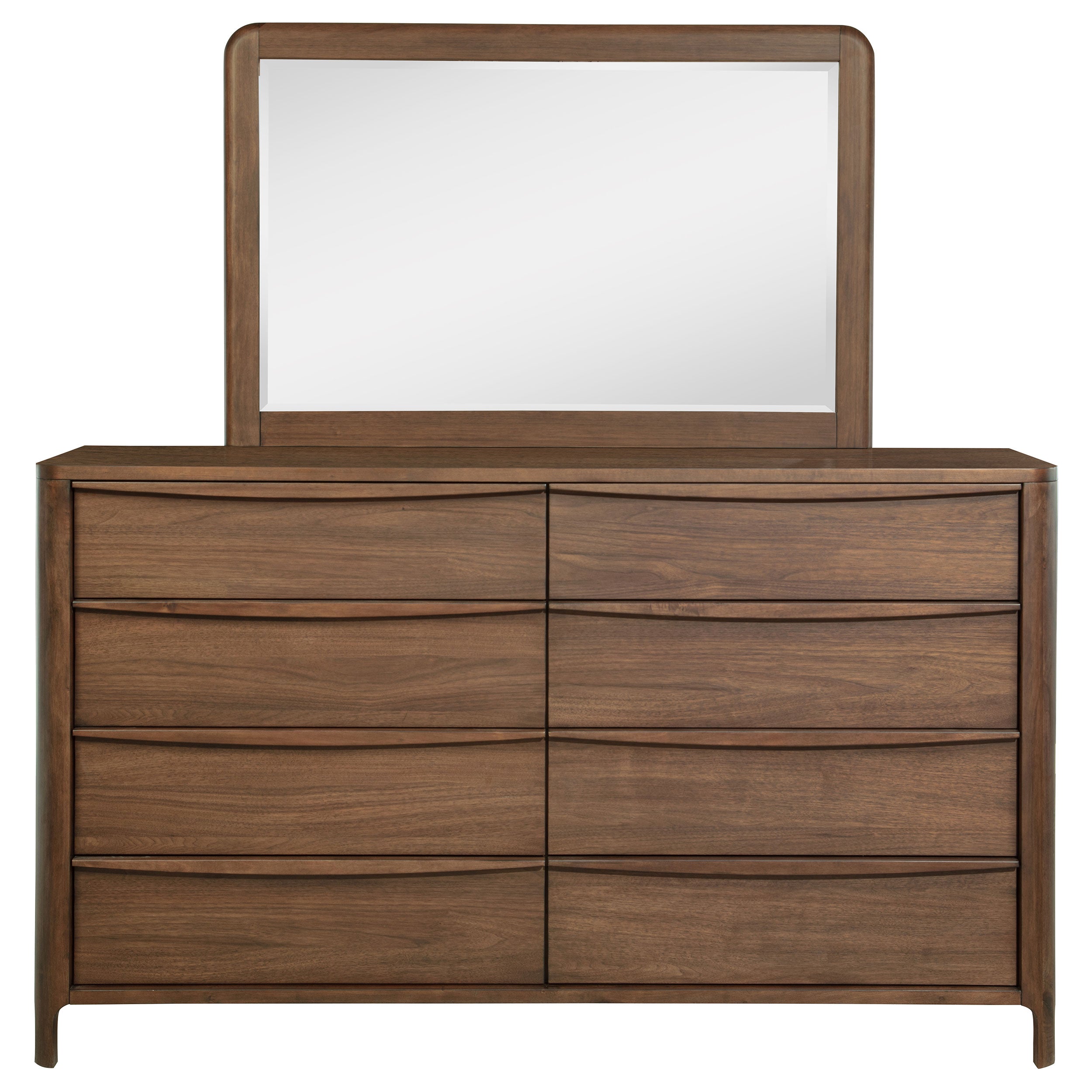 Maderia 8-drawer Dresser and Mirror Walnut-
