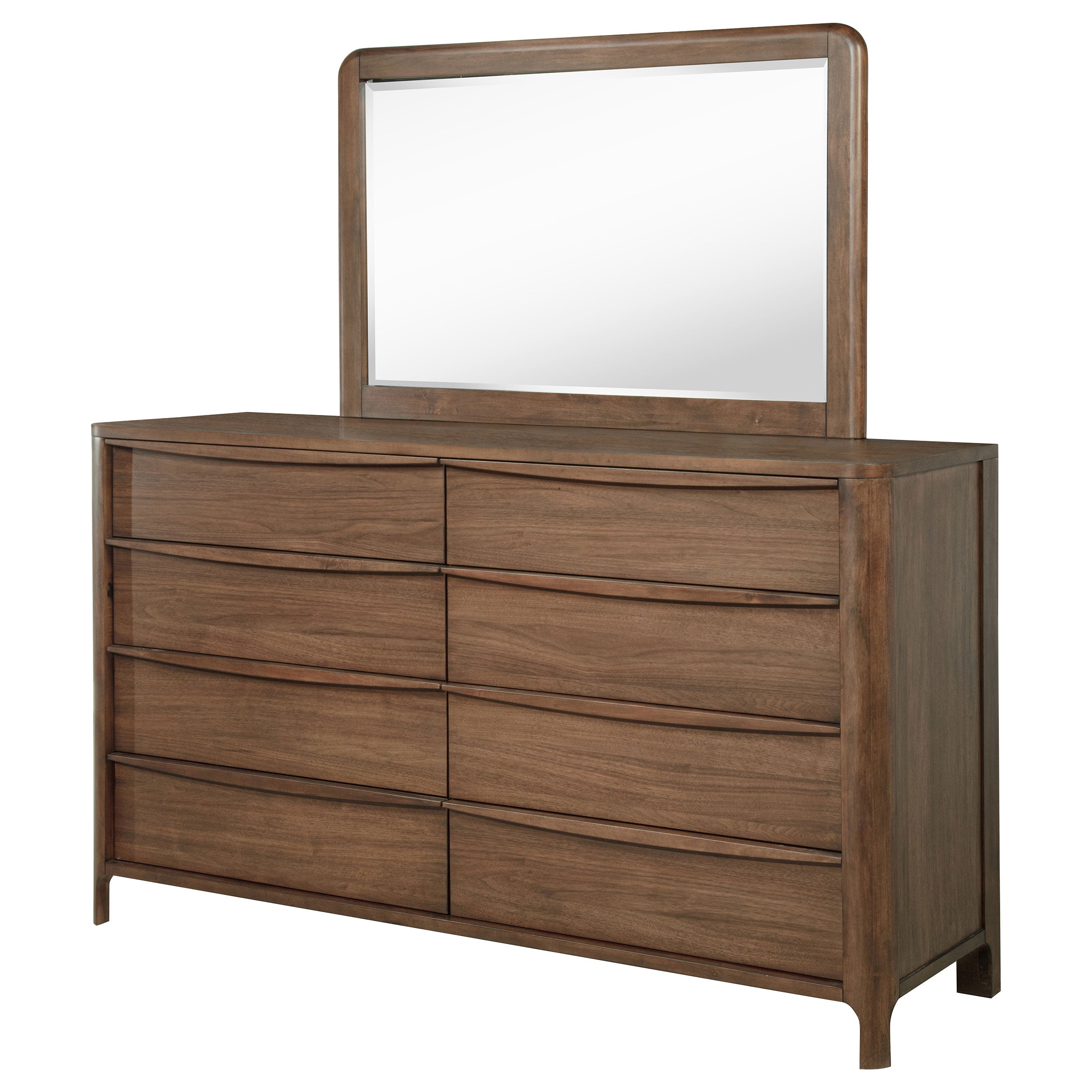 Maderia 8-drawer Dresser and Mirror Walnut-