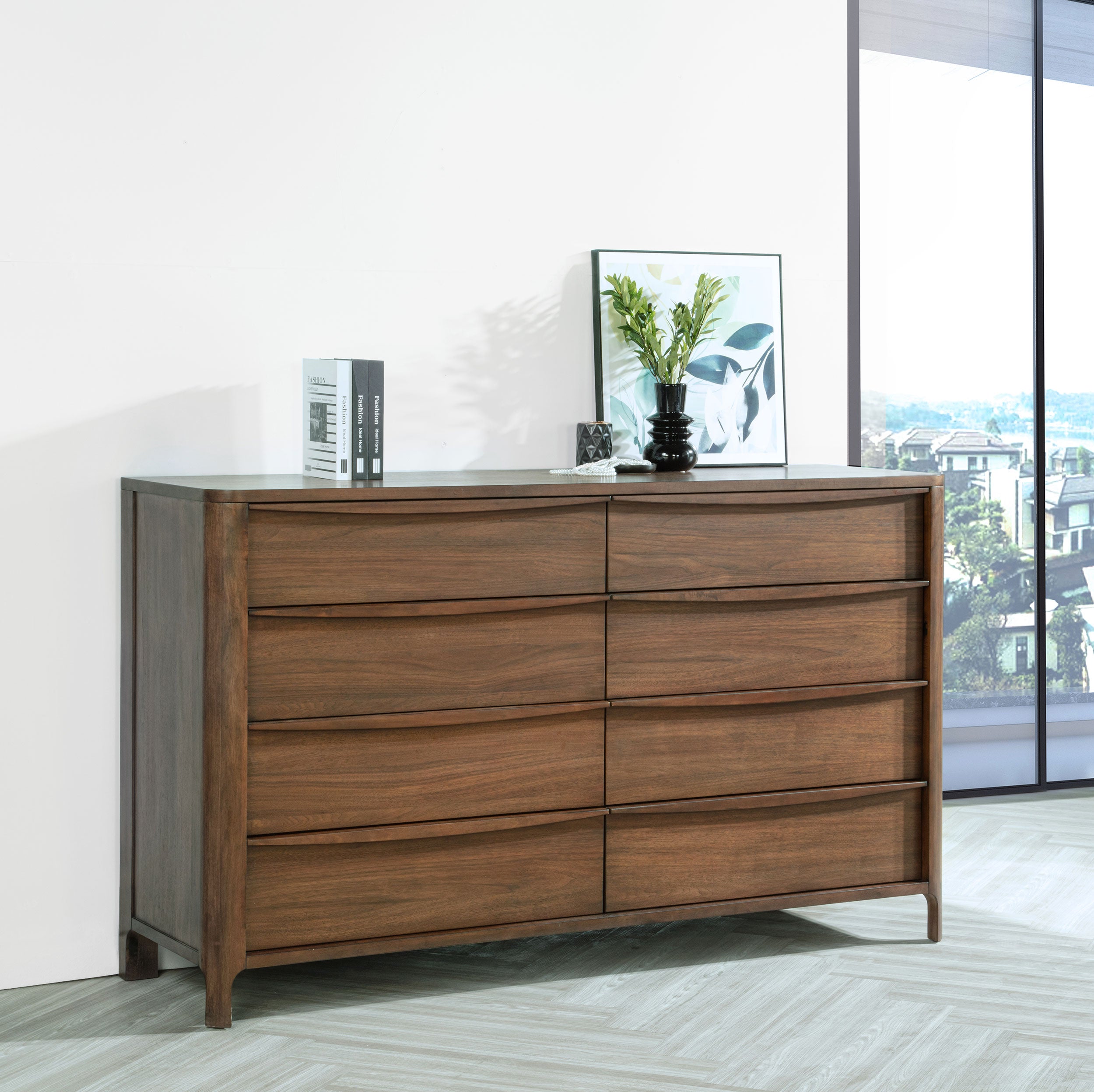 Maderia 8-drawer Dresser Cabinet Walnut-