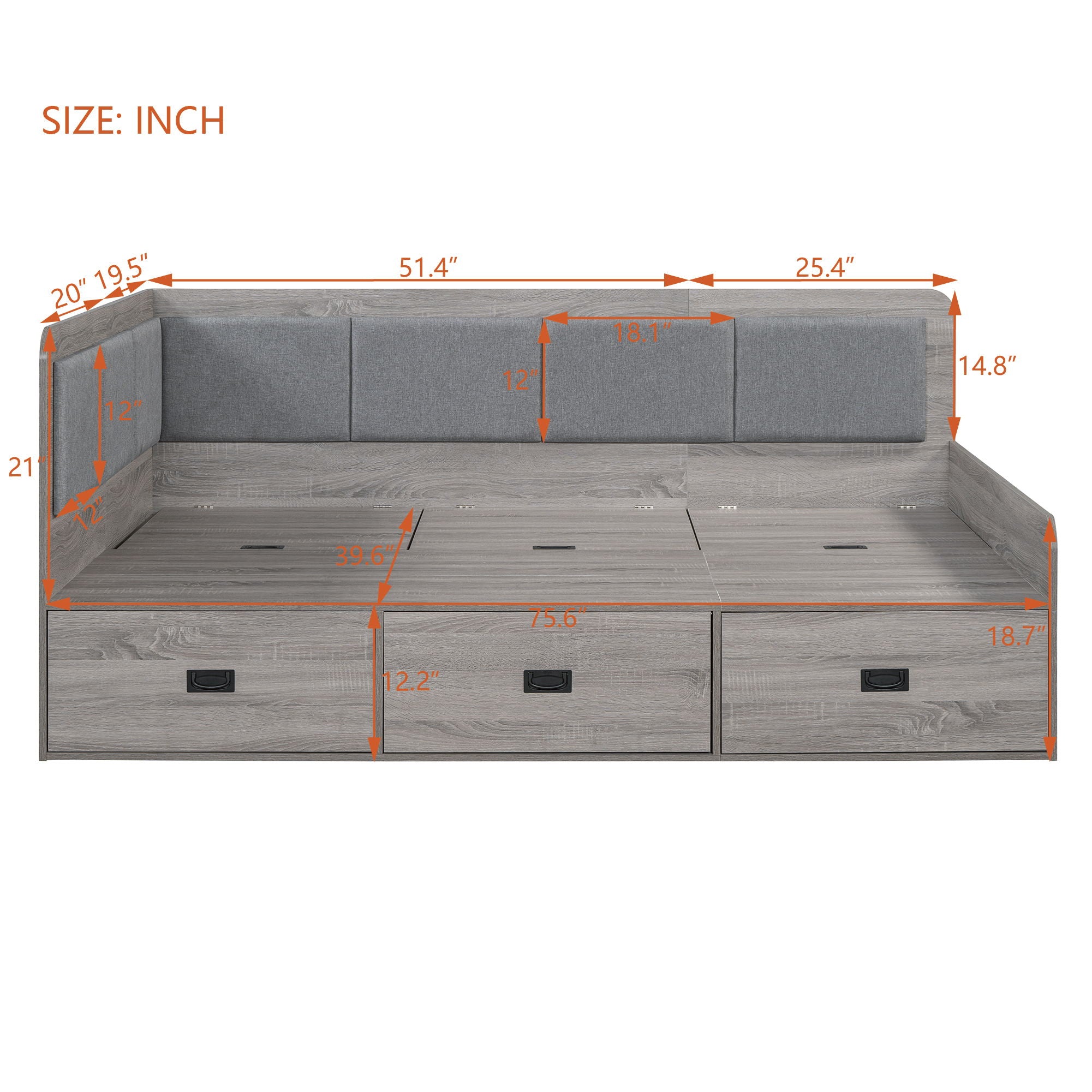 Daybed With 3 Drawers And 3 Storage Compartments