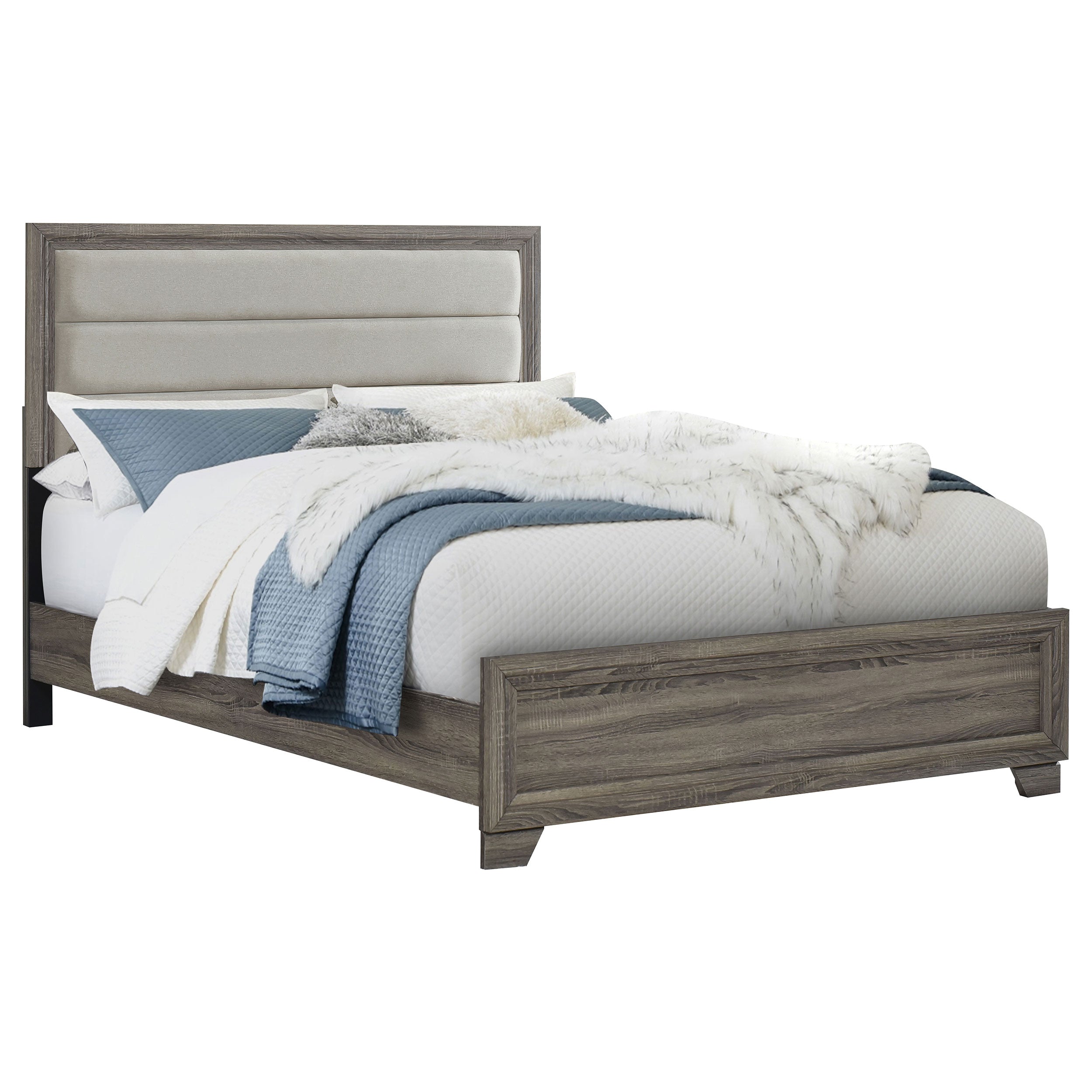 Wright 52-inch Upholstered Queen Bed Brown Oak-