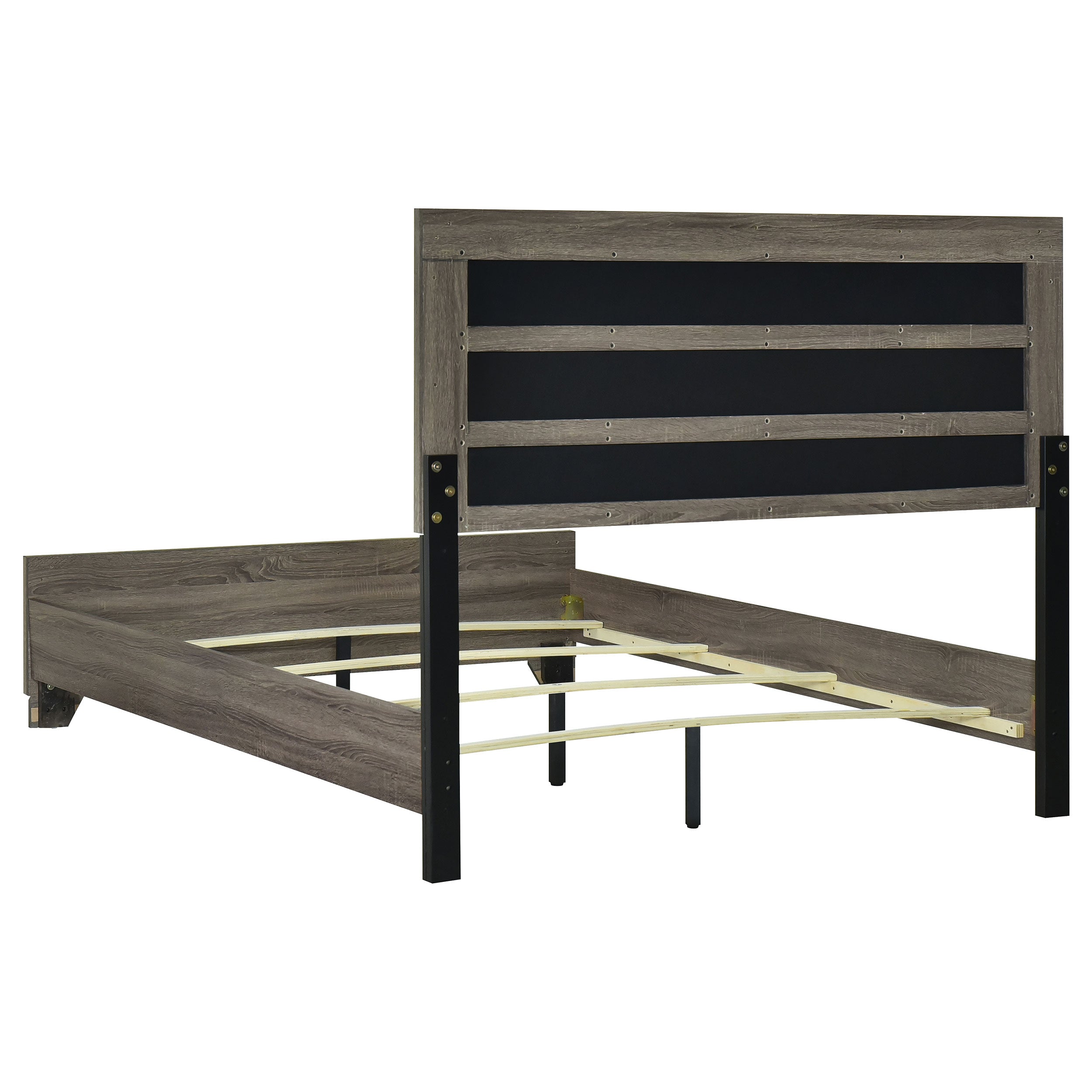 Wright 52-inch Upholstered Queen Bed Brown Oak-
