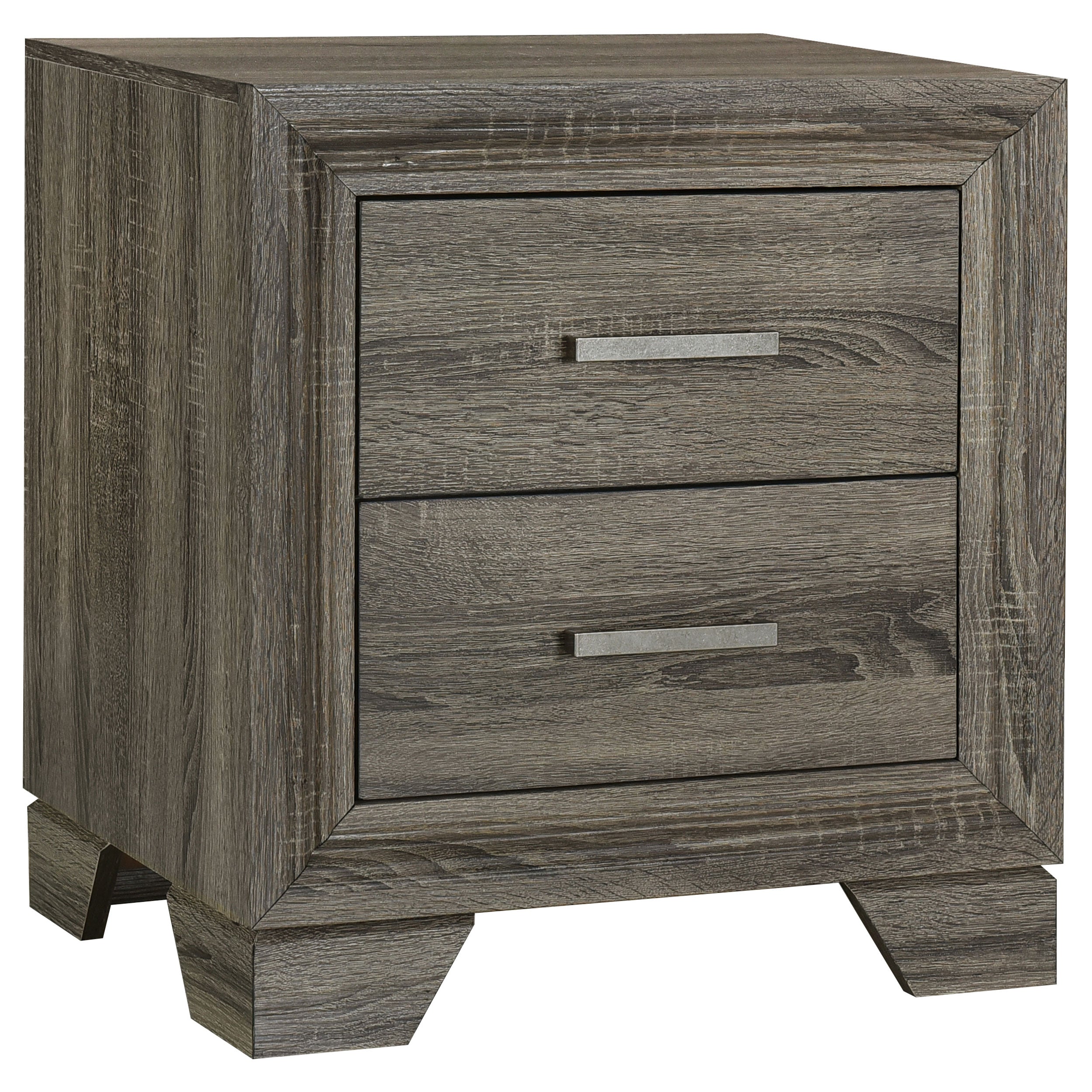 Wright 2-drawer Nightstand Bedside Table Brown Oak-