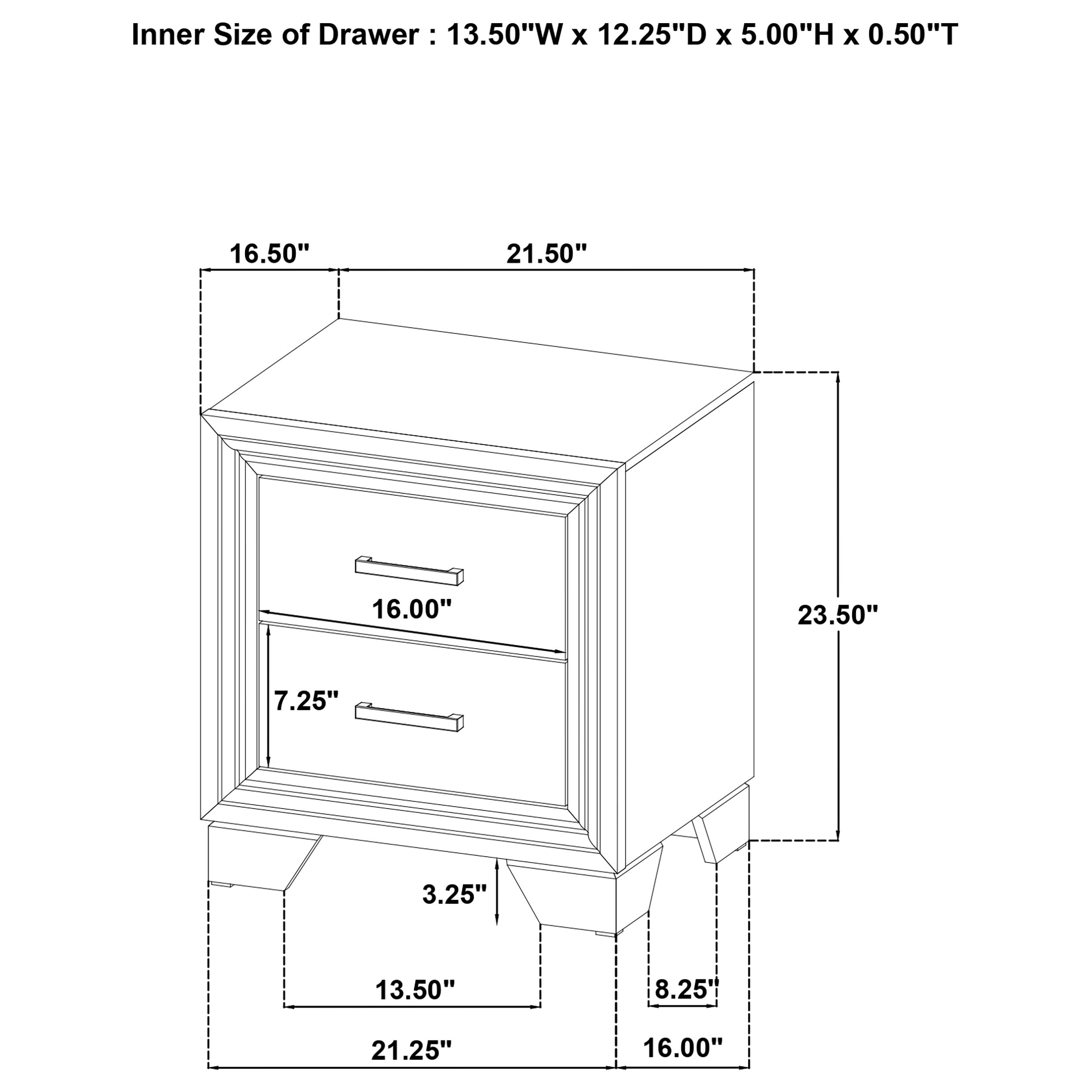 Wright 2-drawer Nightstand Bedside Table Brown Oak-