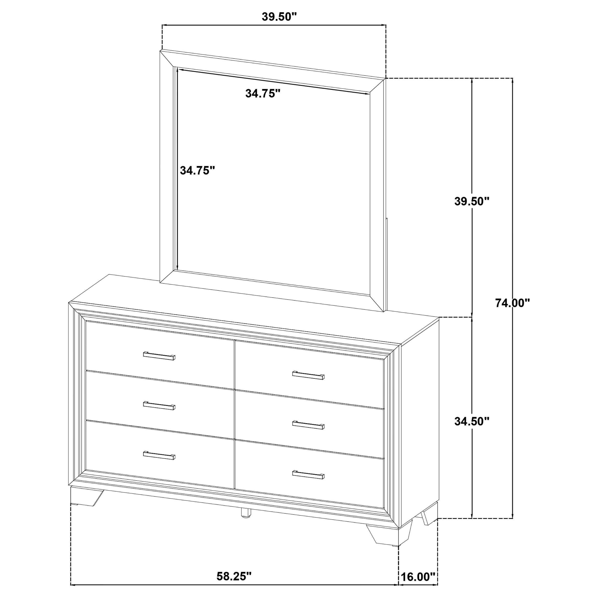 Wright 6-drawer Dresser and Mirror Brown Oak-