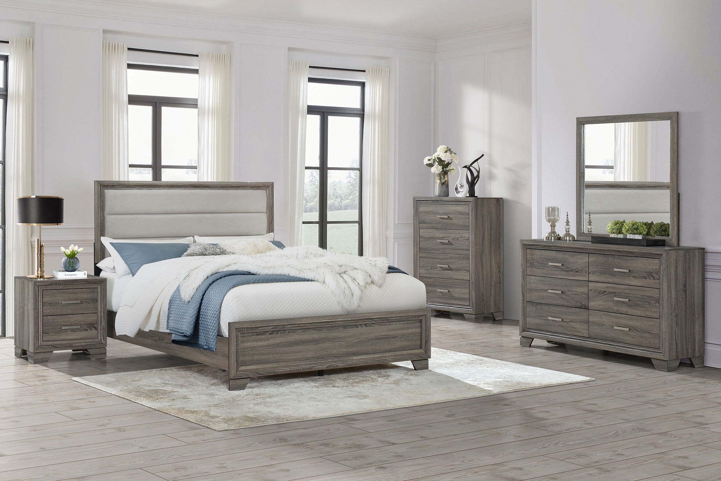 Wright 6-drawer Dresser and Mirror Brown Oak-