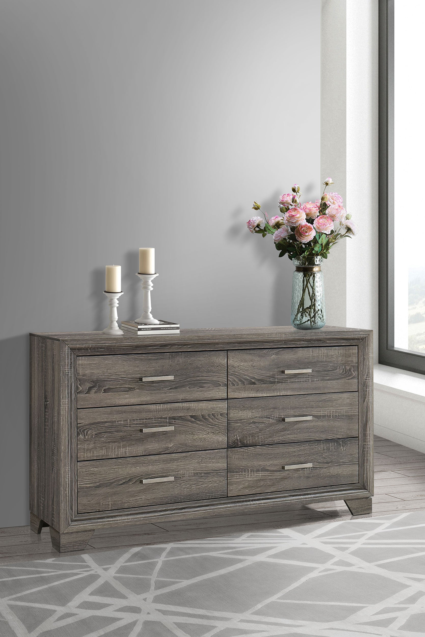 Wright 6-drawer Dresser Cabinet Brown Oak-