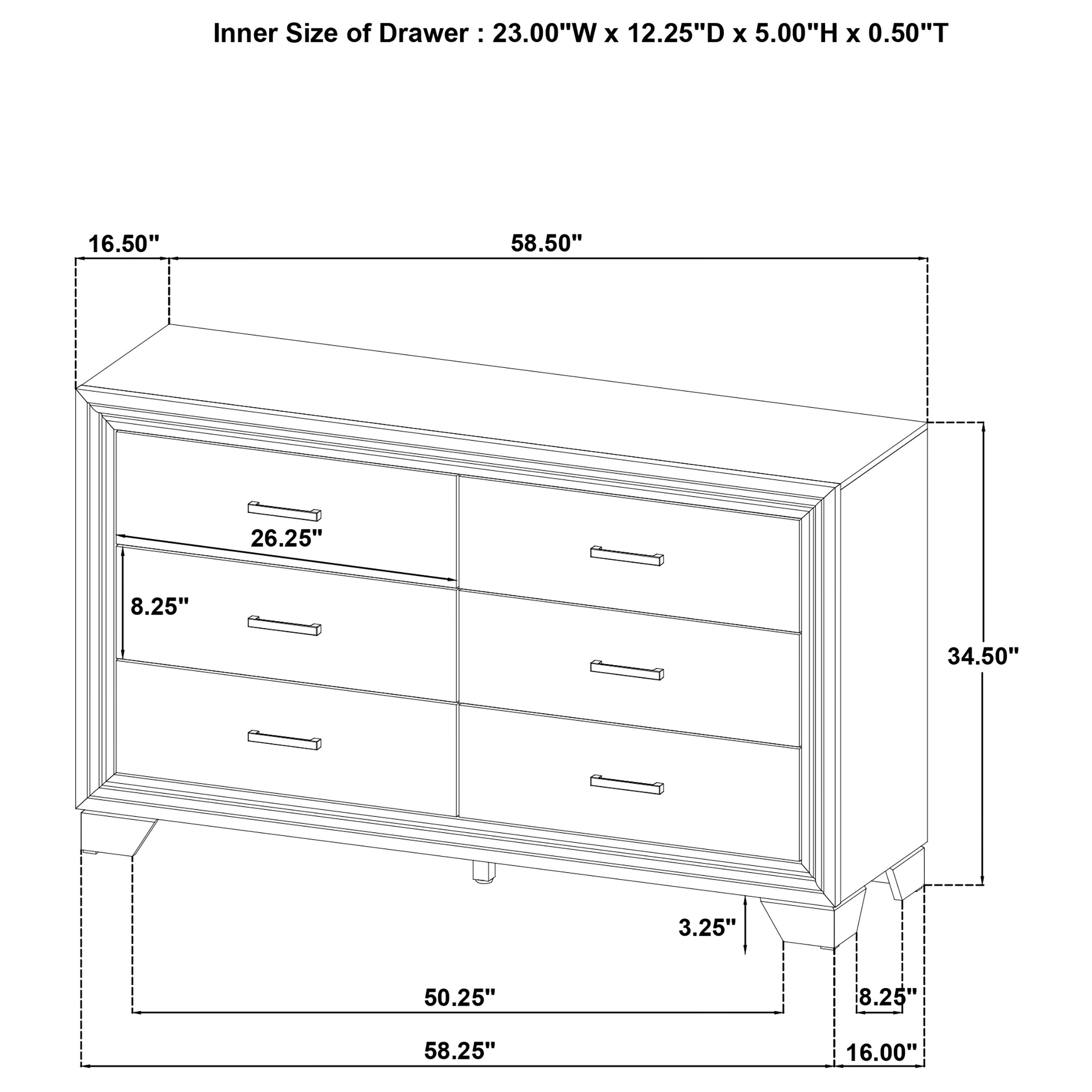 Wright 6-drawer Dresser Cabinet Brown Oak-