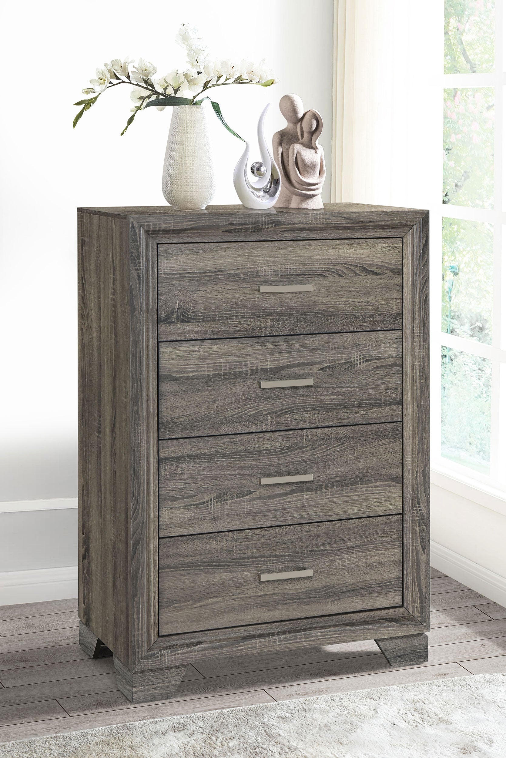 Wright 4-drawer Chest of Drawers Brown Oak-