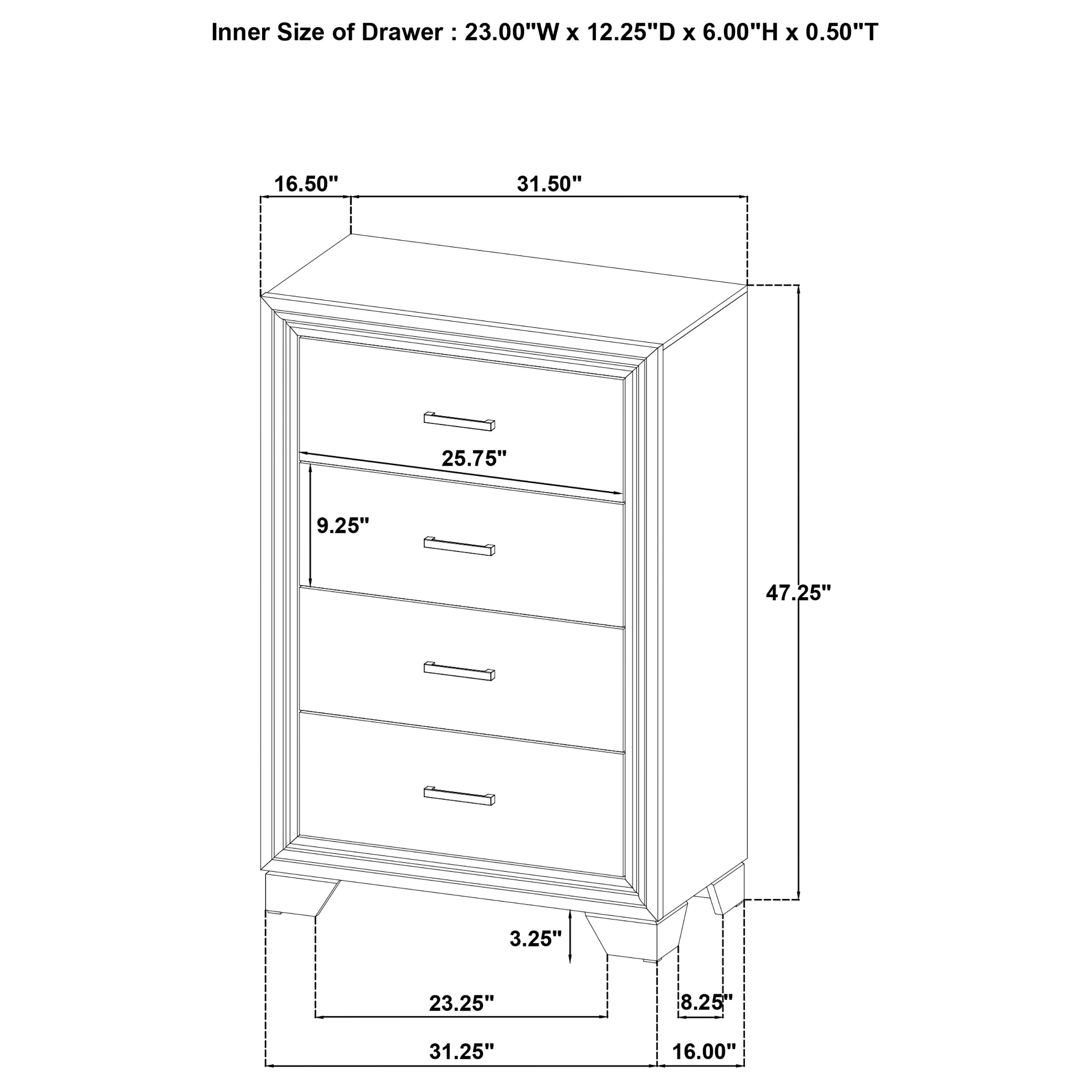 Wright 4-drawer Chest of Drawers Brown Oak-