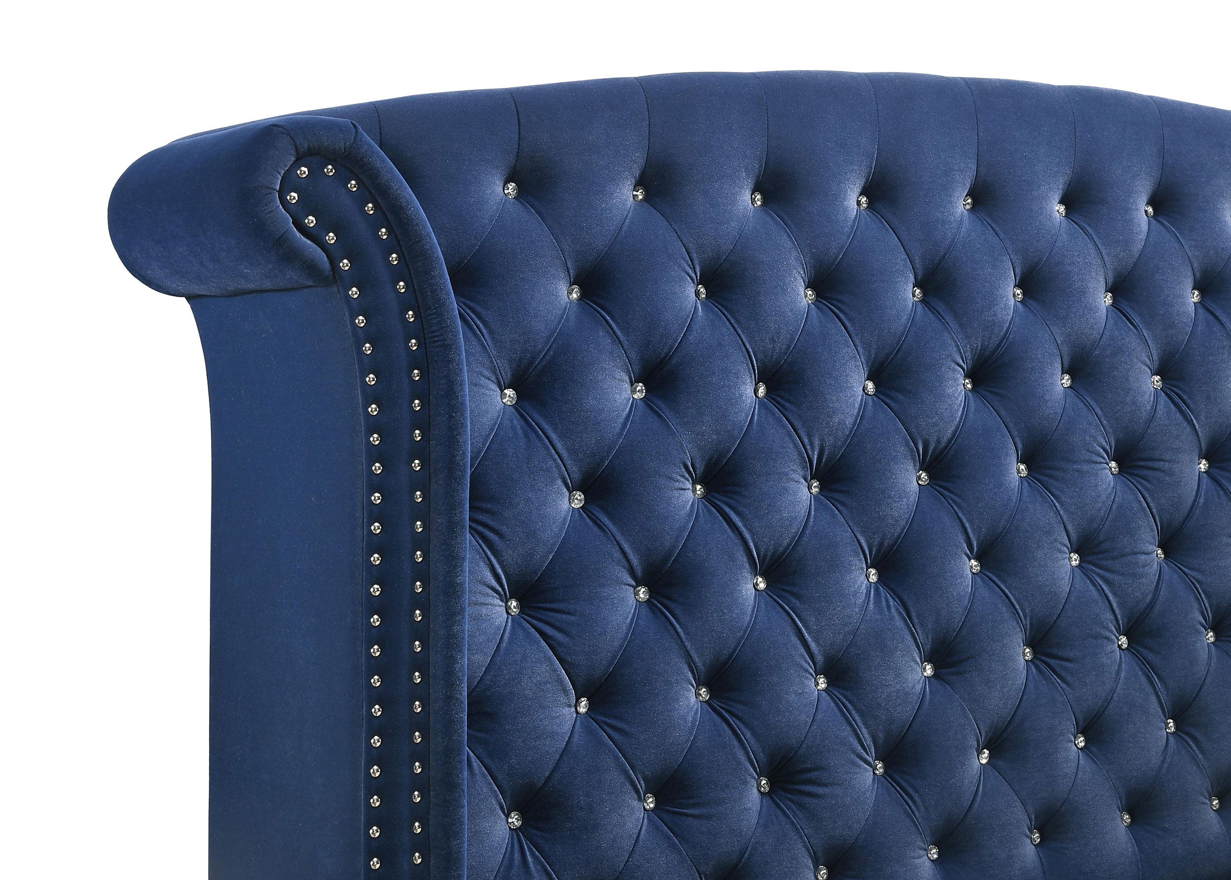 Melody Upholstered Queen Wingback Bed Pacific Blue-CoasterEveryday
