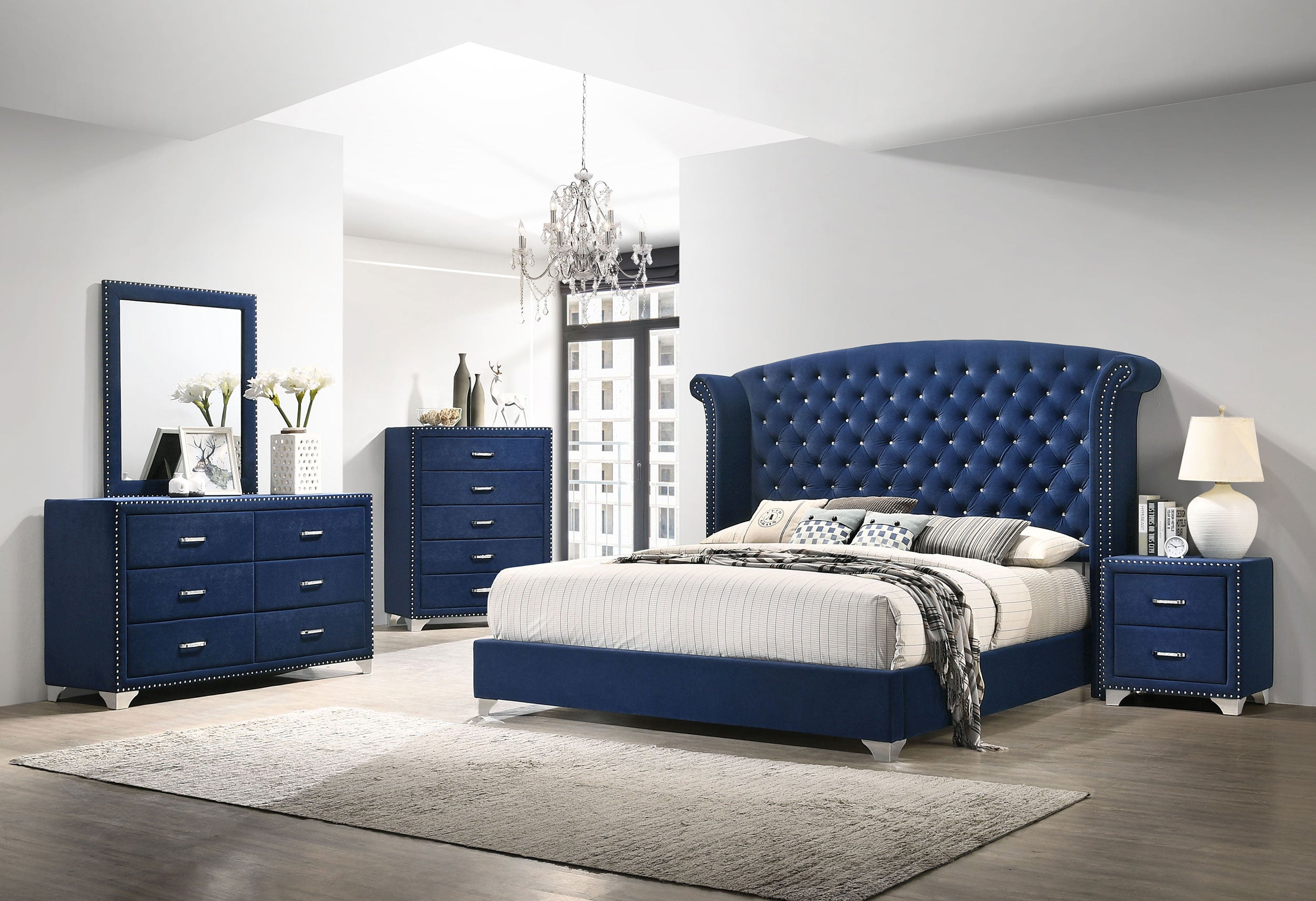 Melody Upholstered 2-drawer Nightstand Pacific Blue-CoasterEveryday