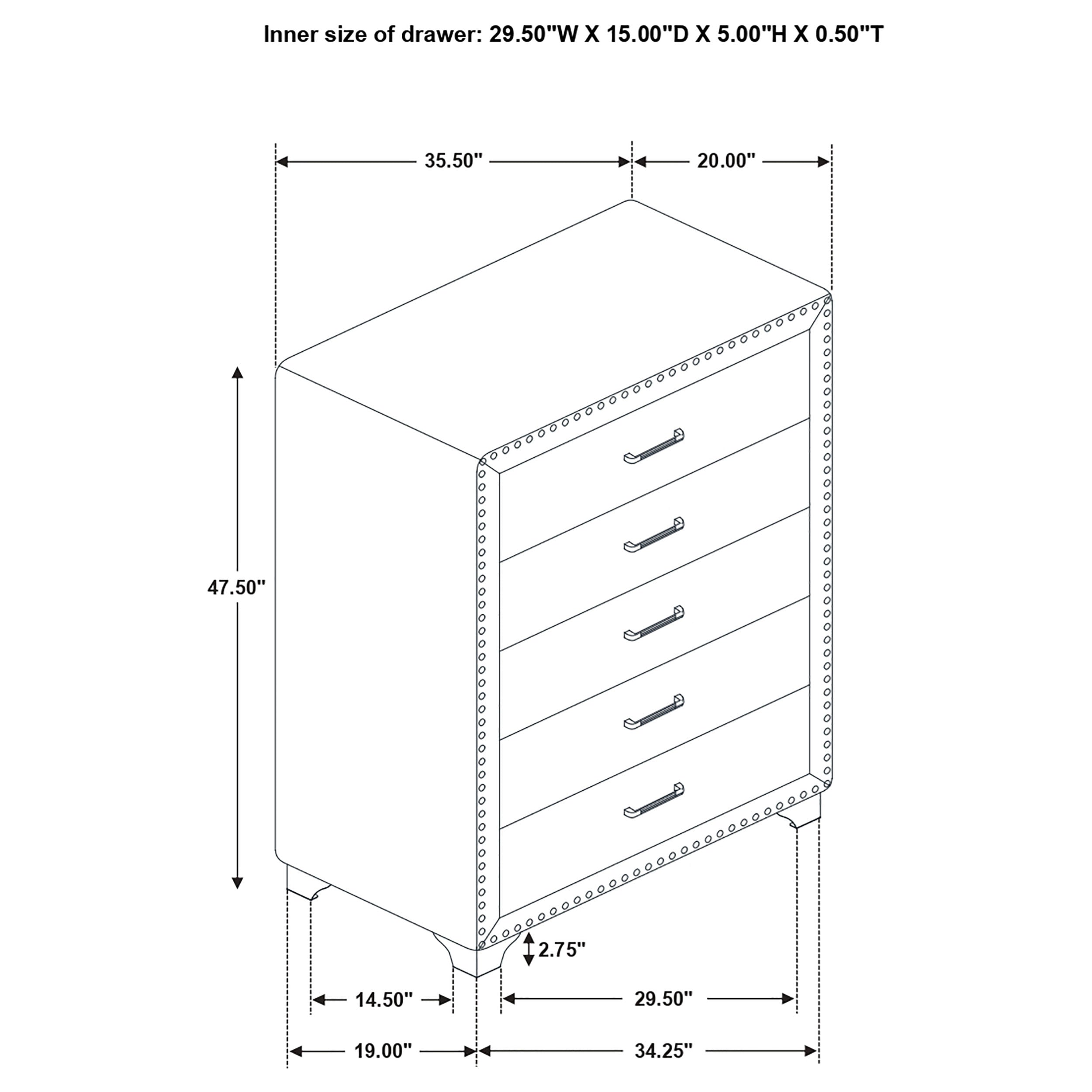 Melody 5-drawer Bedroom Chest Pacific Blue-CoasterEveryday
