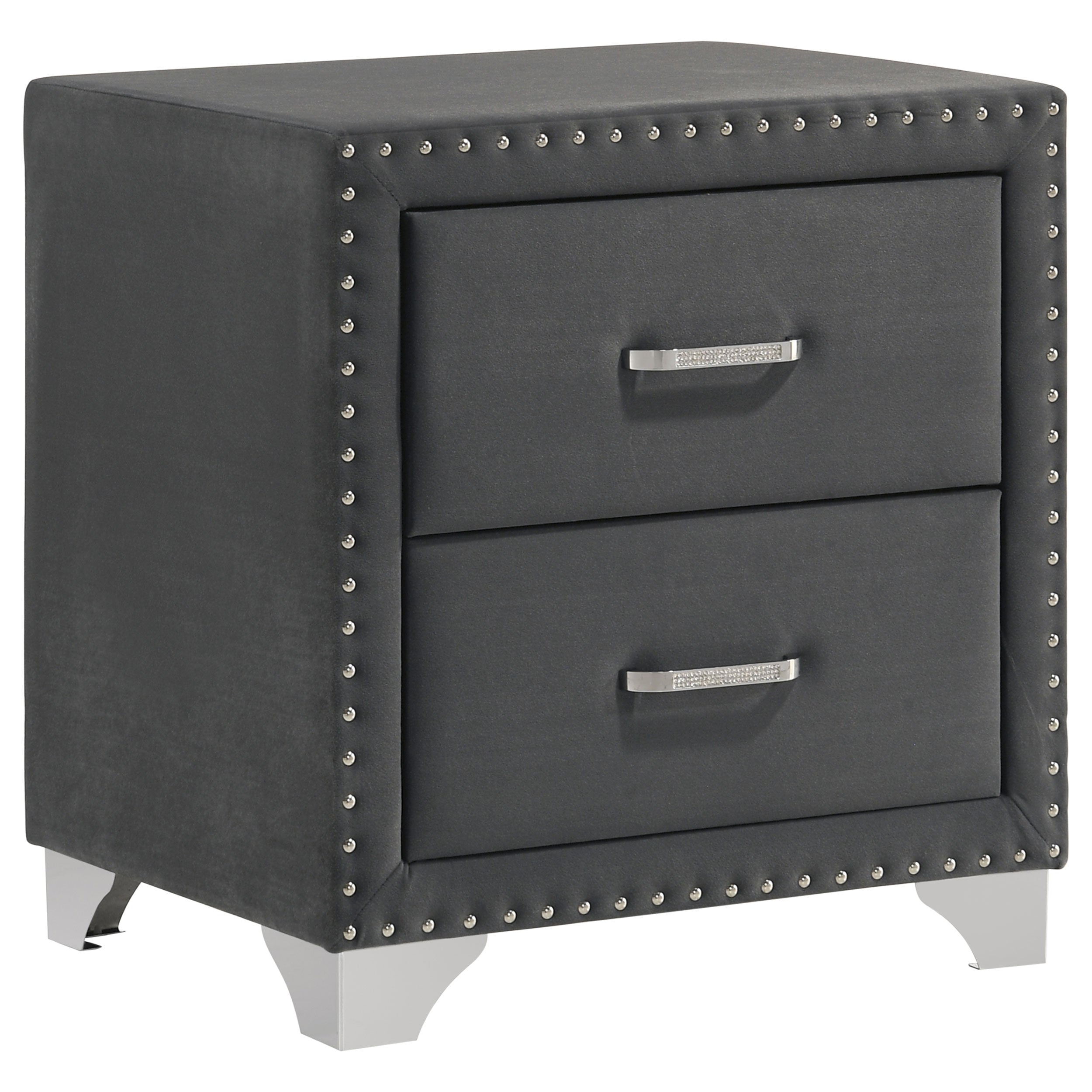 Melody Upholstered 2-drawer Nightstand Grey-CoasterEveryday