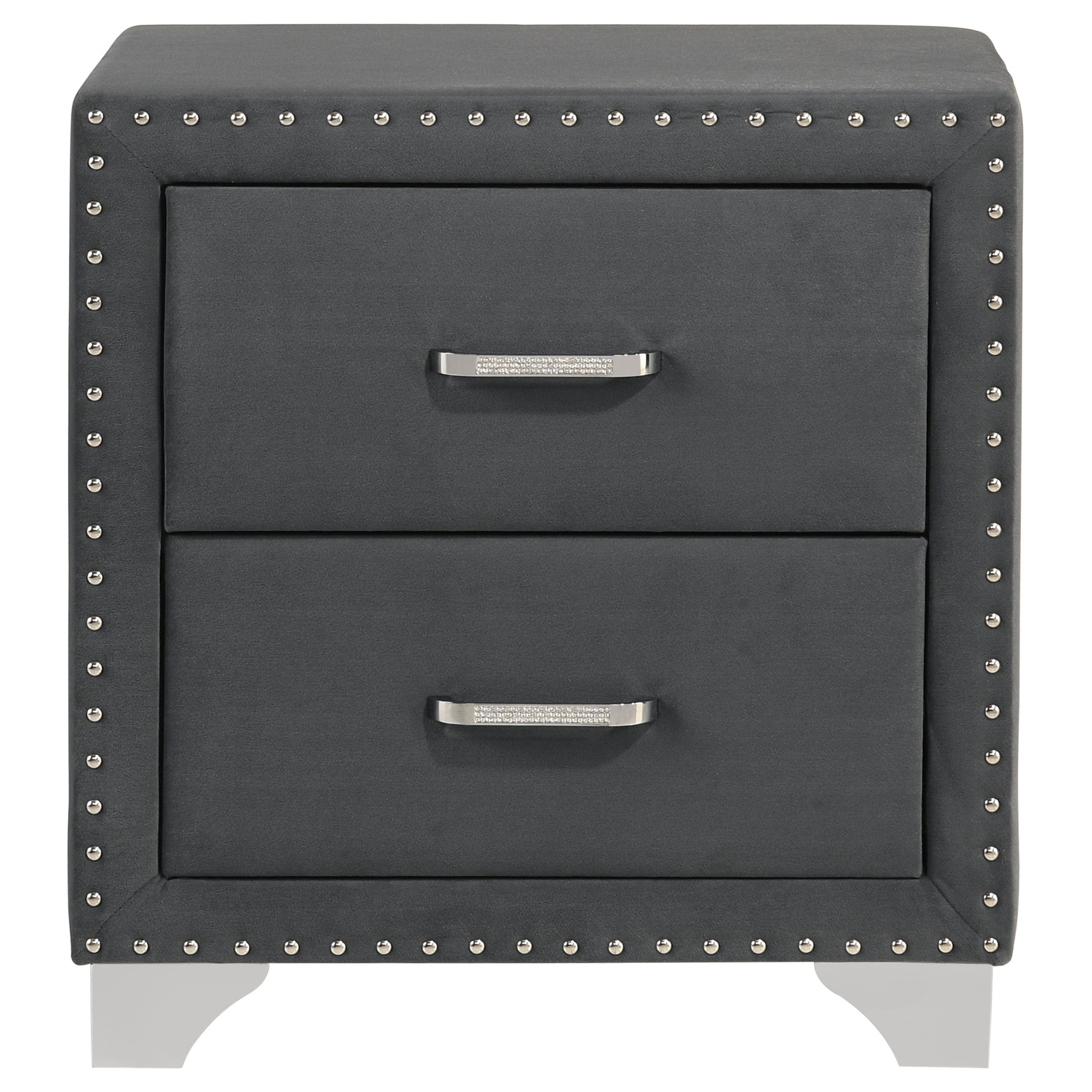 Melody Upholstered 2-drawer Nightstand Grey-CoasterEveryday