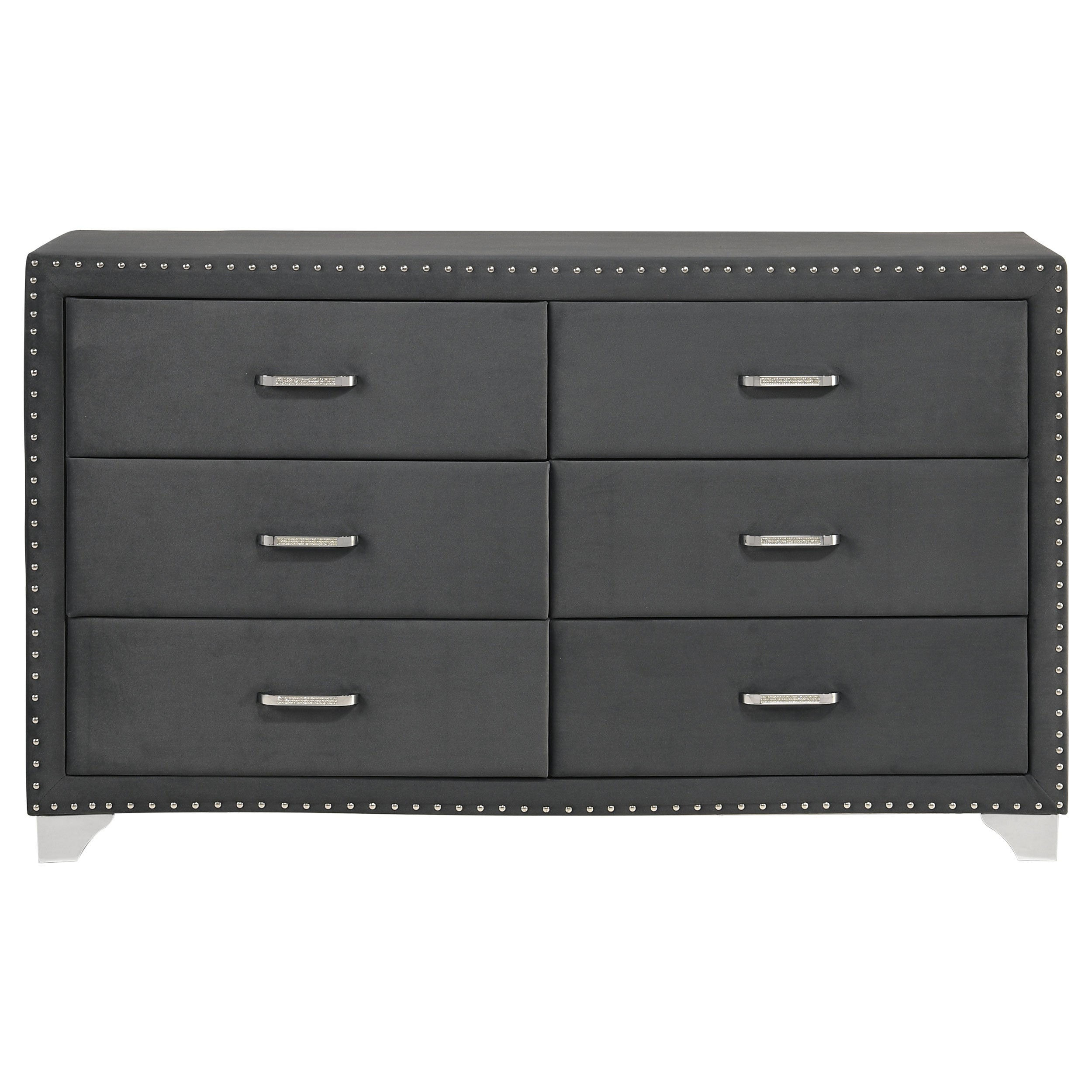 Melody 6-drawer Upholstered Dresser Grey-CoasterEveryday