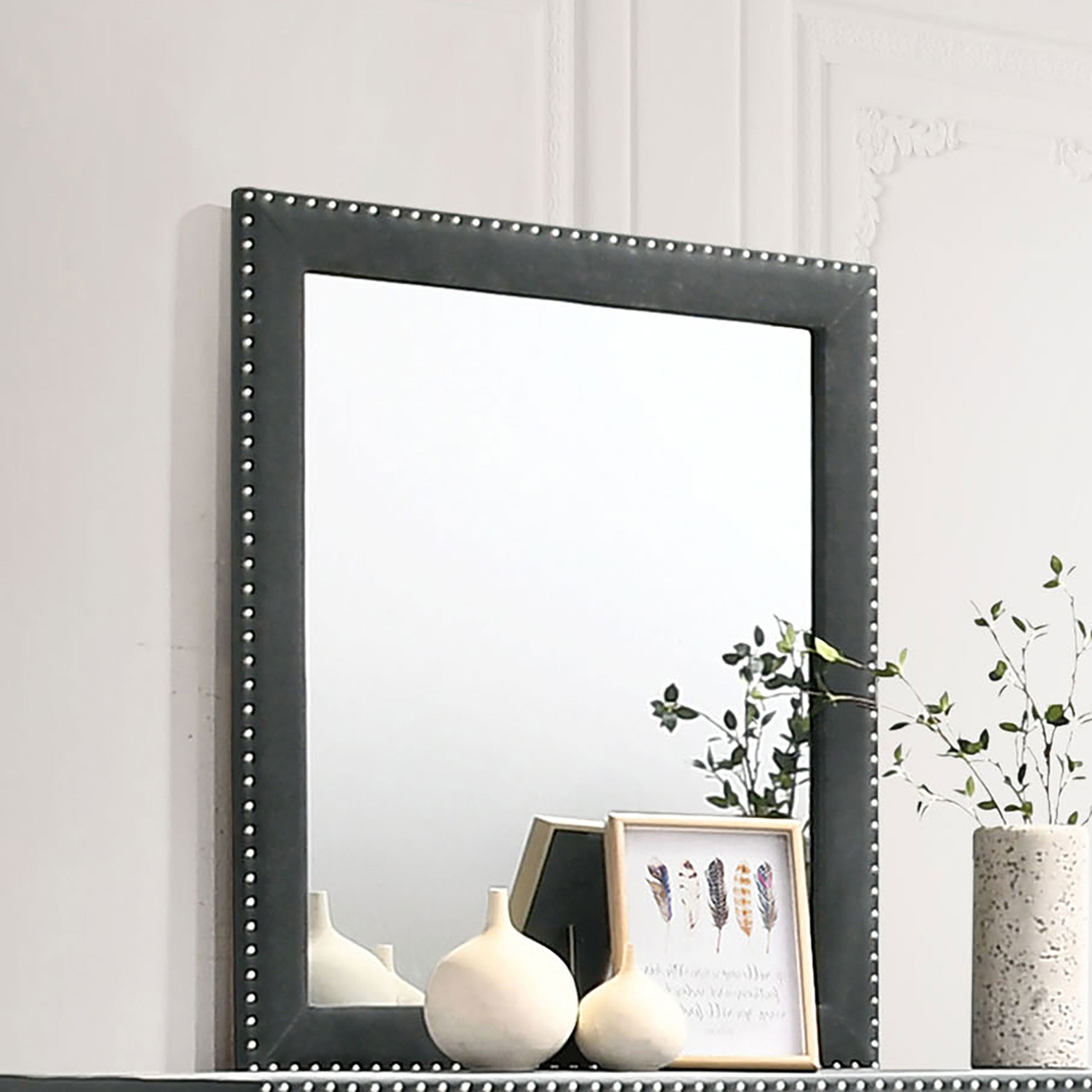 Melody Upholstered Dresser Mirror Grey-CoasterEveryday