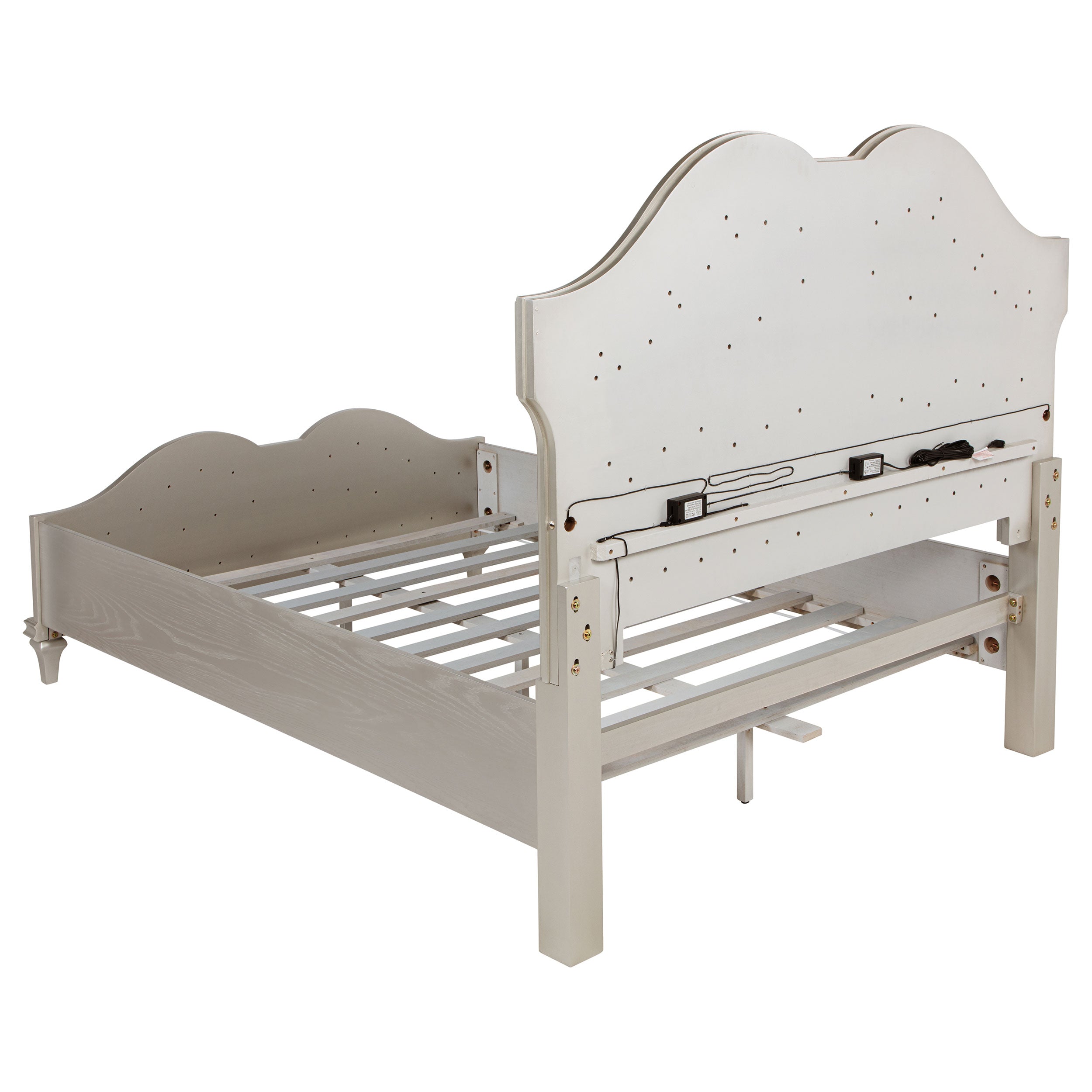 Evangeline Wood Queen LED Panel Bed Silver Oak-CoasterElevations