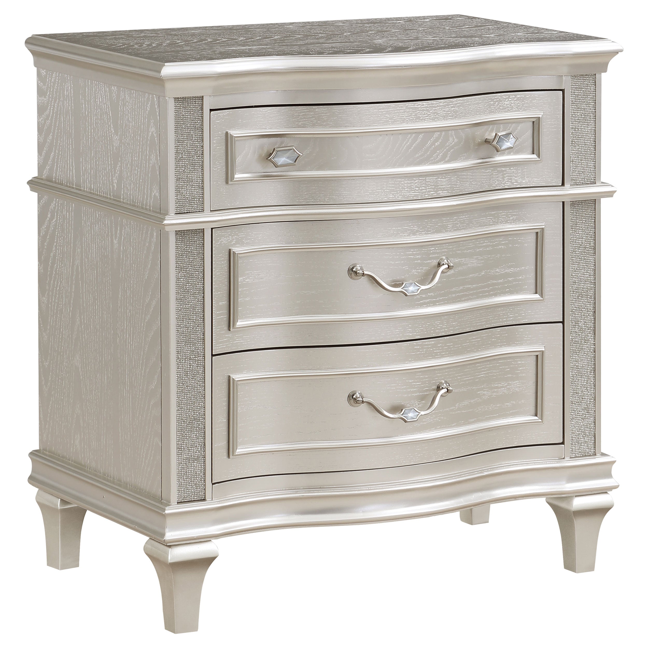 Evangeline 3-drawer Nightstand Silver Oak-CoasterElevations