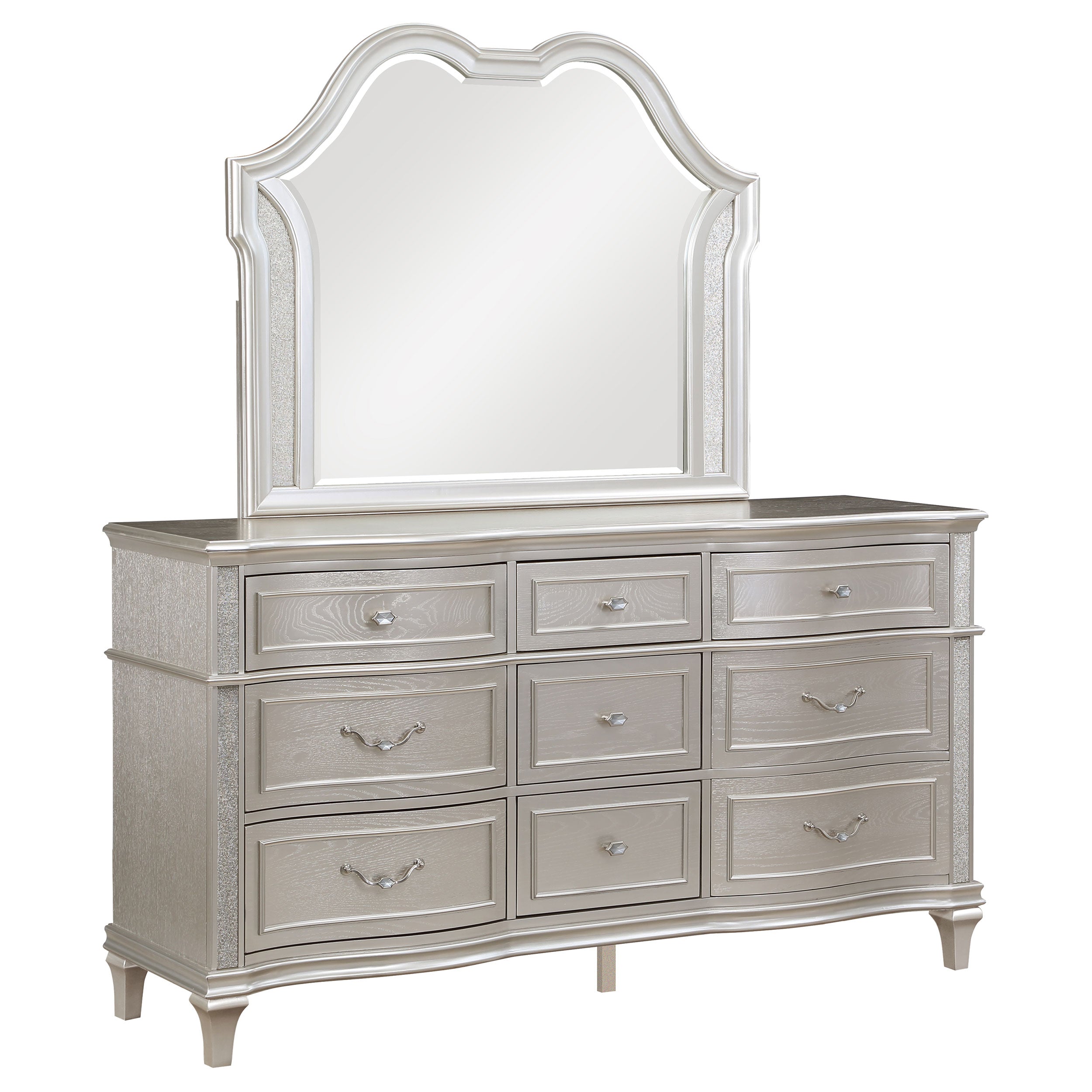 Evangeline 9-drawer Dresser with Mirror Silver Oak-CoasterElevations
