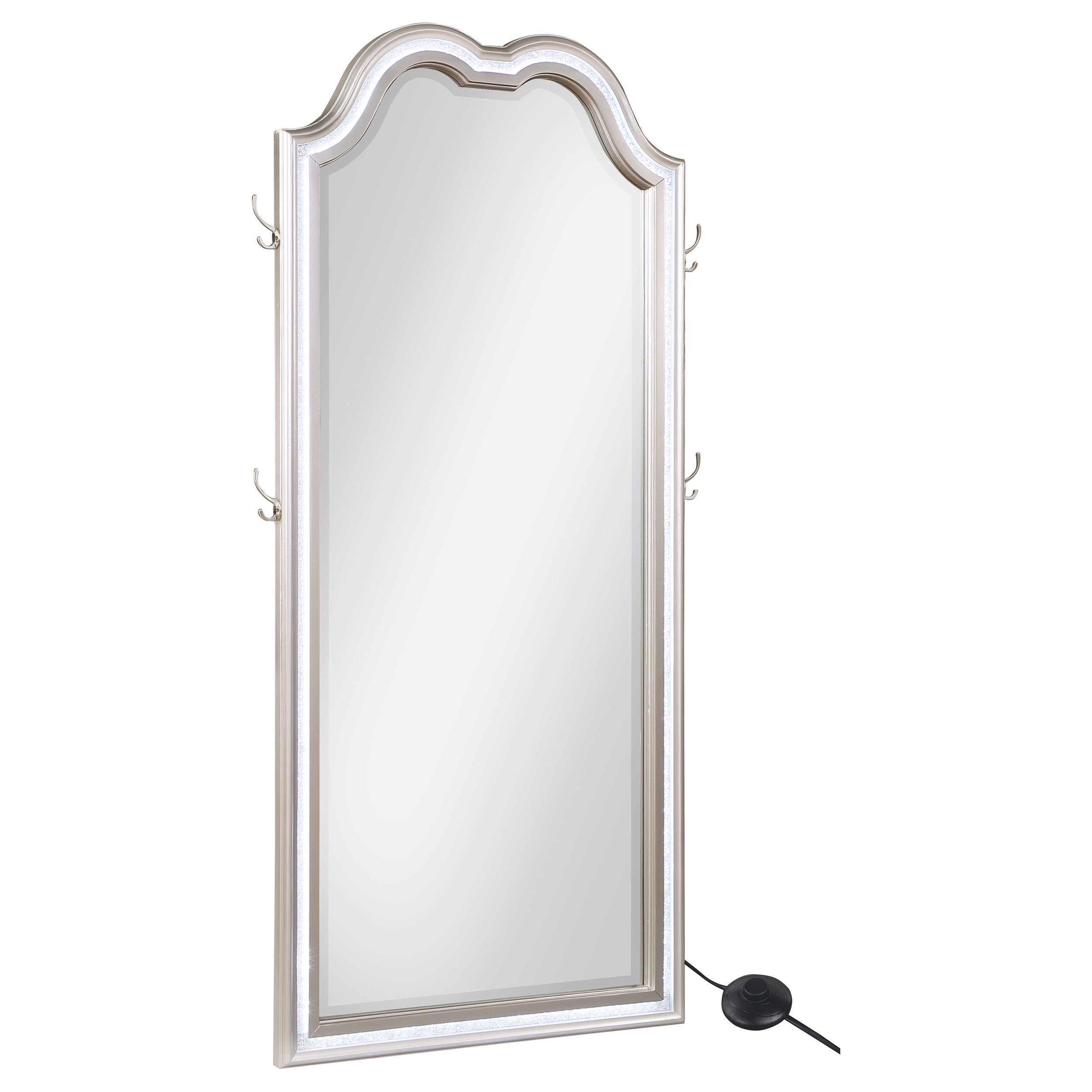 Evangeline Full Length LED Light Floor Mirror Silver Oak-