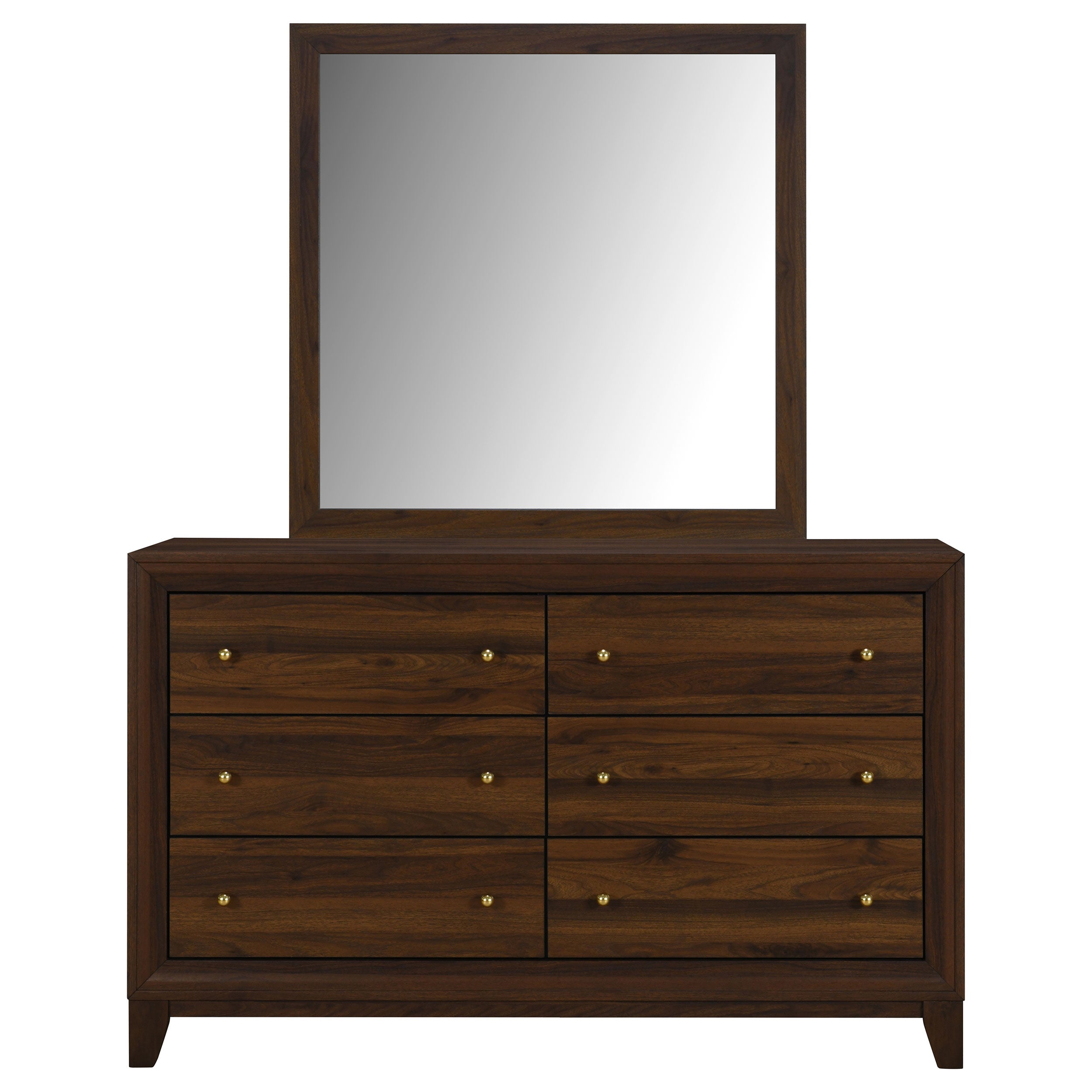 Welsley 6-drawer Dresser and Mirror Walnut-